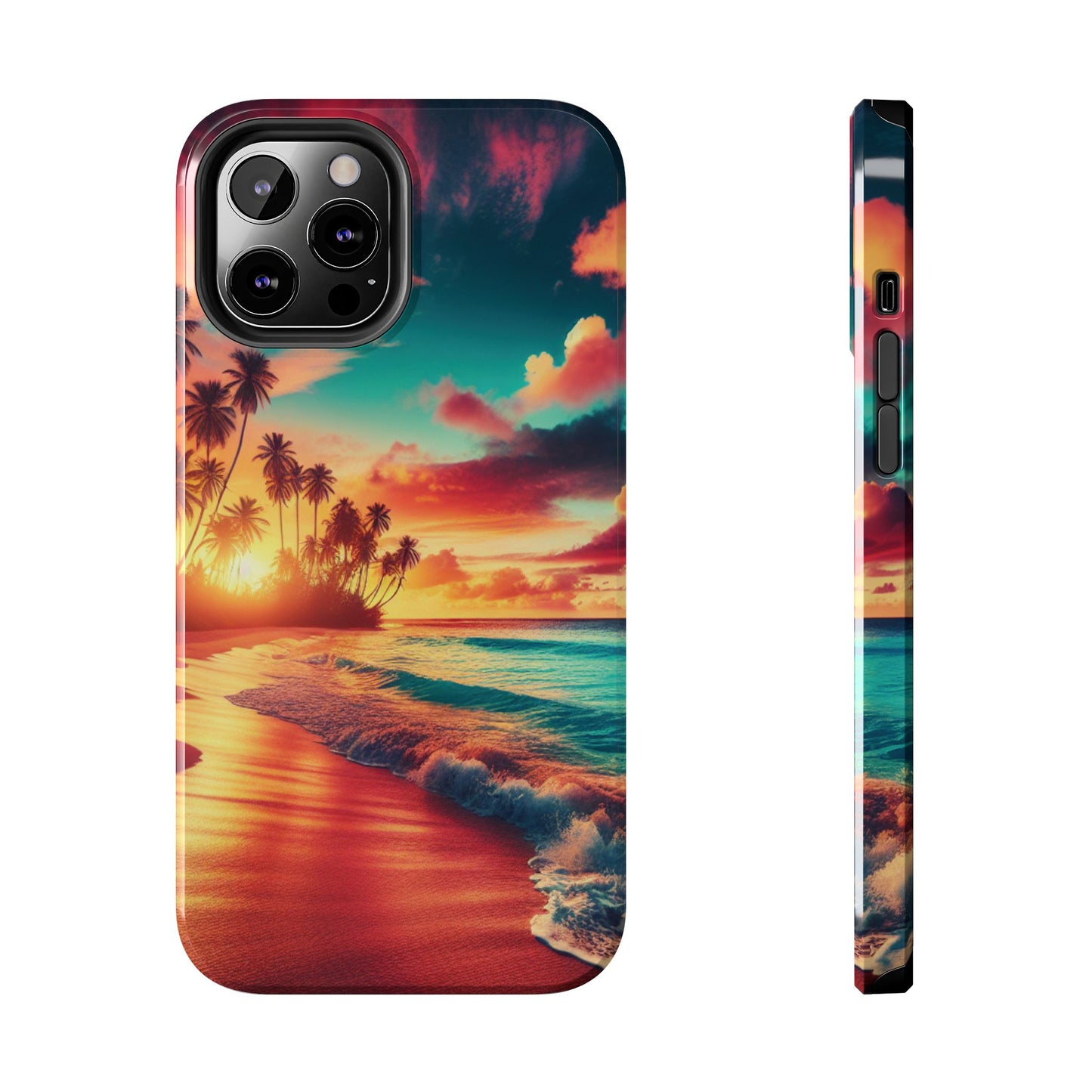 Tropical Sunset Tough Phone Cases for Summer, Beach Vibes, Gift for Travelers, Durable Phone Covers