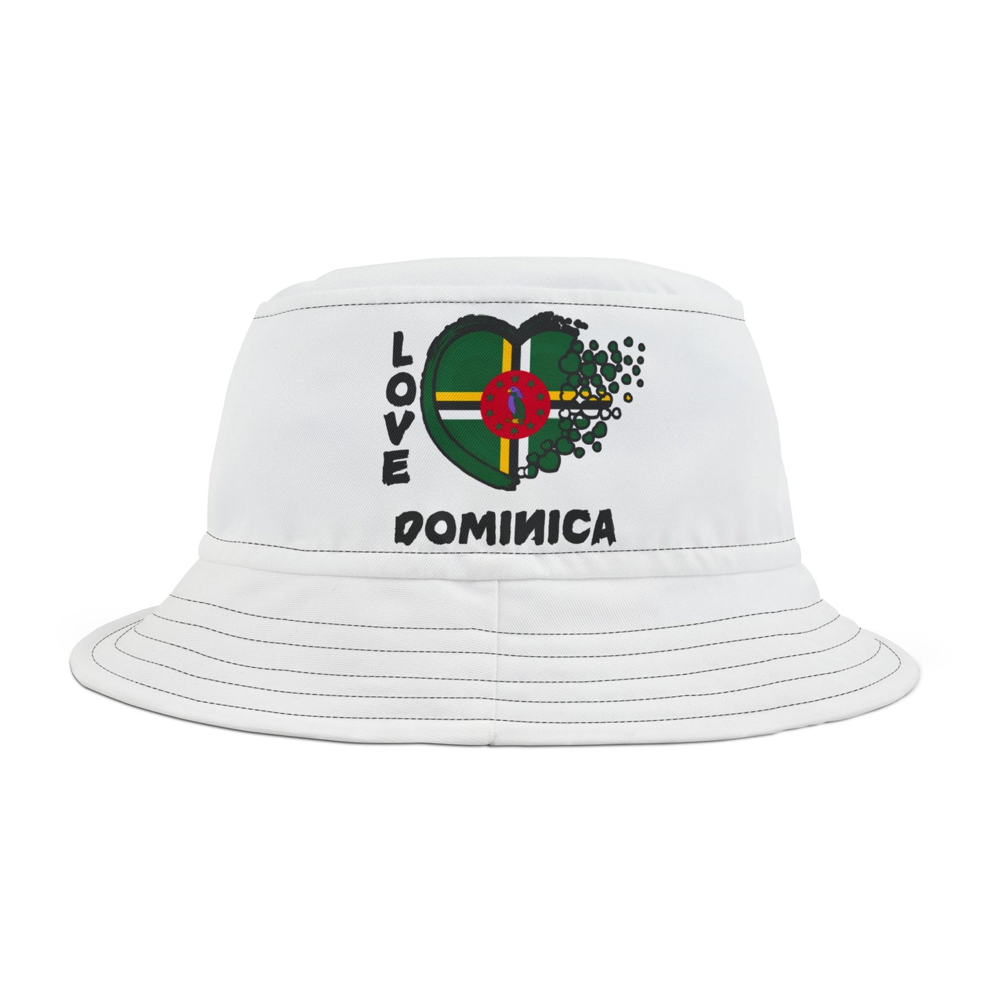 I Love Dominica Flag Bucket Hat