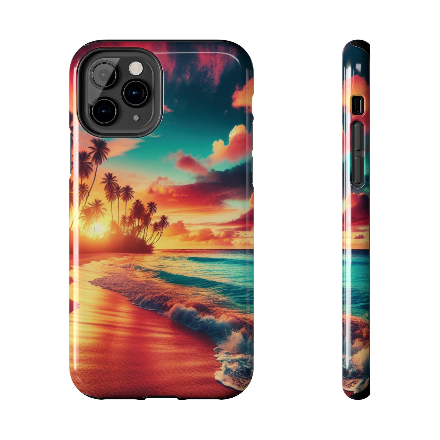 Tropical Sunset Tough Phone Cases for Summer, Beach Vibes, Gift for Travelers, Durable Phone Covers