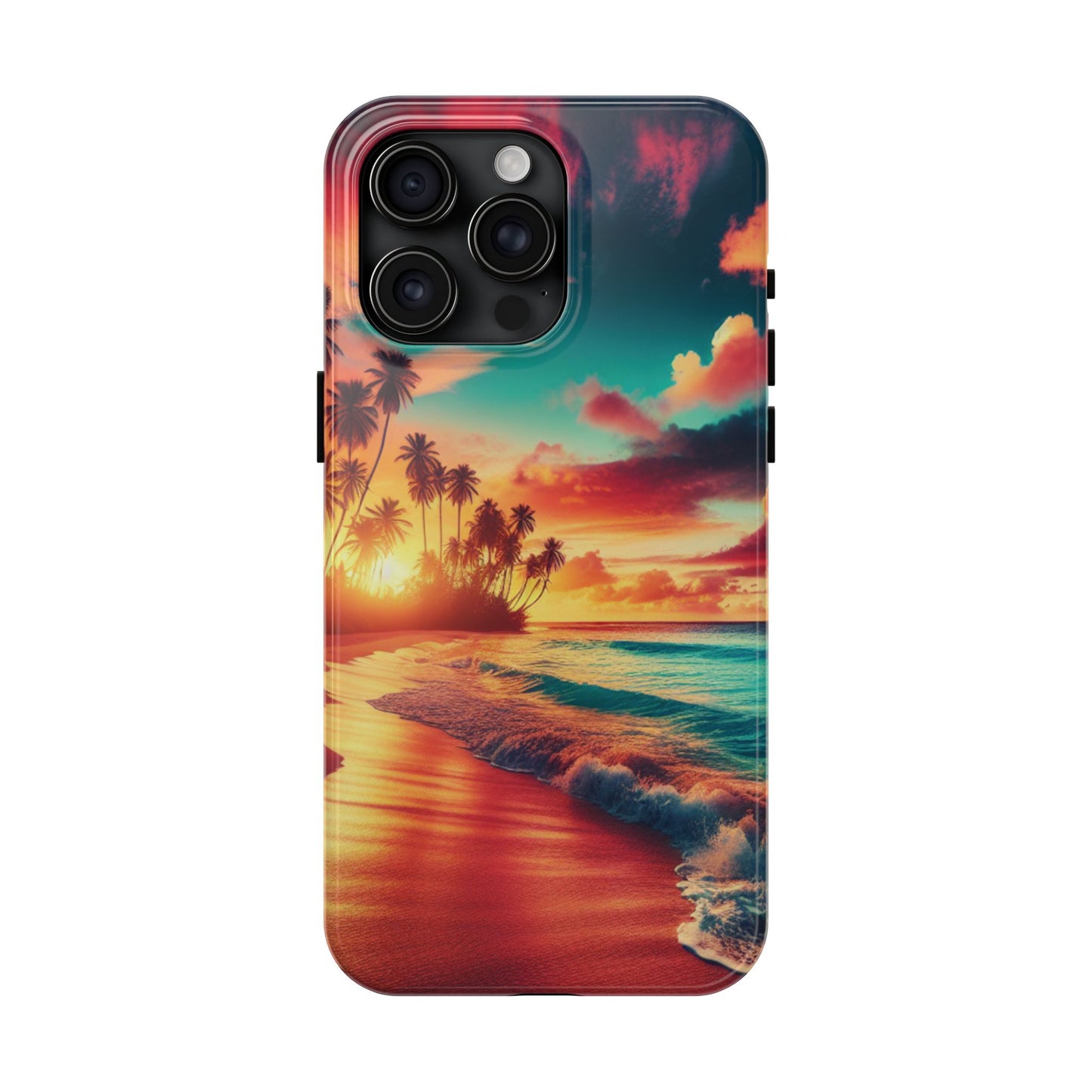 Tropical Sunset Tough Phone Cases for Summer, Beach Vibes, Gift for Travelers, Durable Phone Covers
