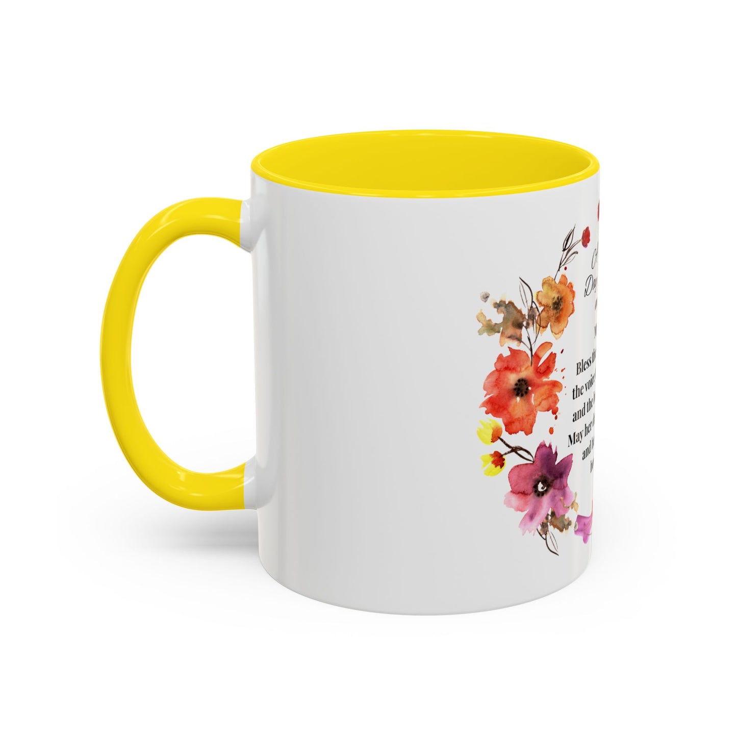 Mom - Prayer Mug for Mom, Floral Accent Coffee Cup, Gift for Mother's Day, Inspirational Drinkware, 11oz and 15oz