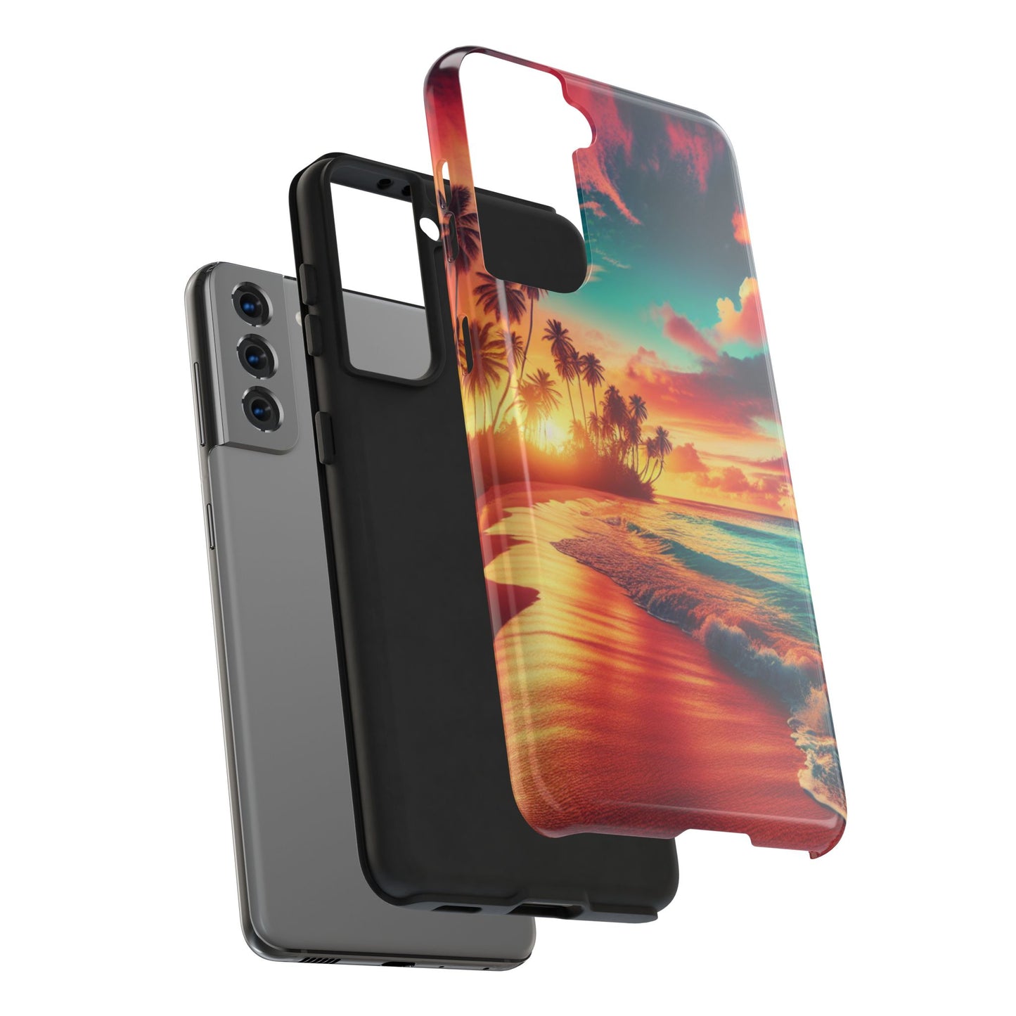 Tropical Sunset Tough Phone Cases for Summer, Beach Vibes, Gift for Travelers, Durable Phone Covers