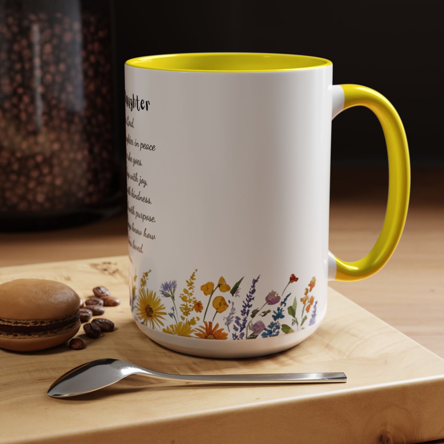 My Daughter Prayer Coffee Mug - Inspirational Prayer for My Daughter, Motivational Gift, Mother's Day, Floral Design
