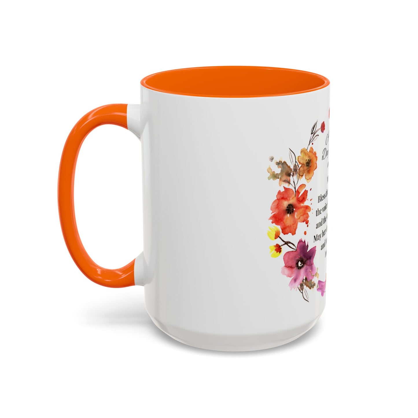 Mom - Prayer Mug for Mom, Floral Accent Coffee Cup, Gift for Mother's Day, Inspirational Drinkware, 11oz and 15oz