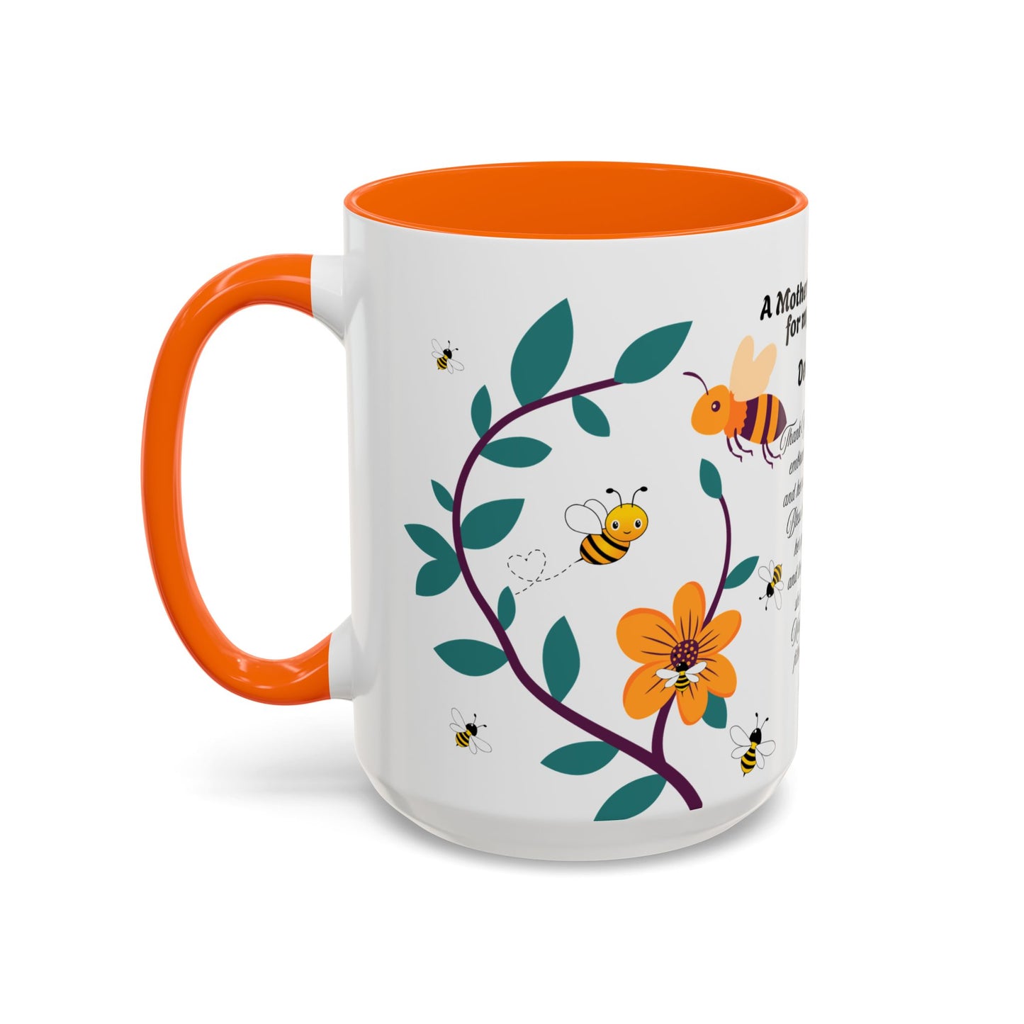 Grandma Prayer Coffee Mug (11, 15oz) Floral Bumble Bees Mother's Day Gift