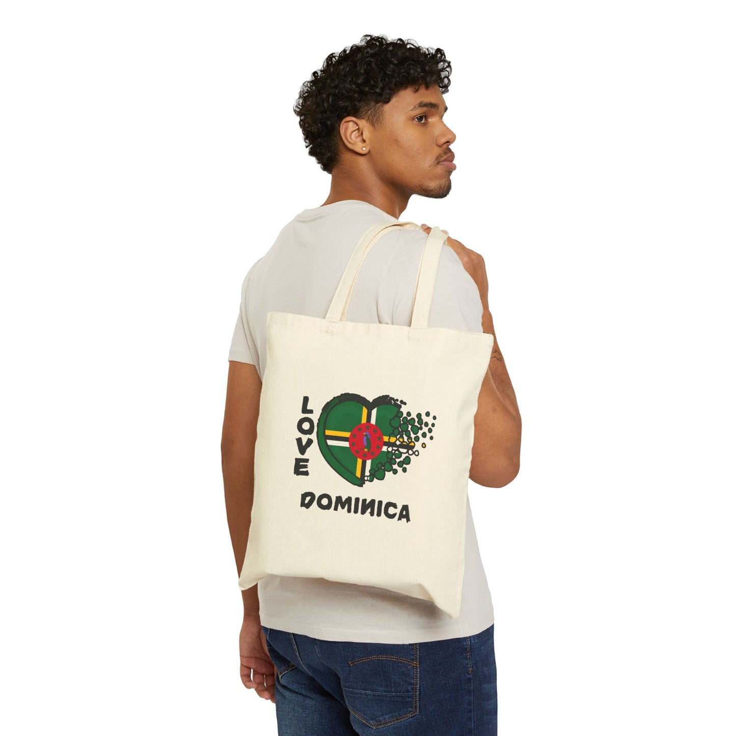 Love Dominica Canvas Tote Bag, Souvenir, Christmas, Birthday, Family