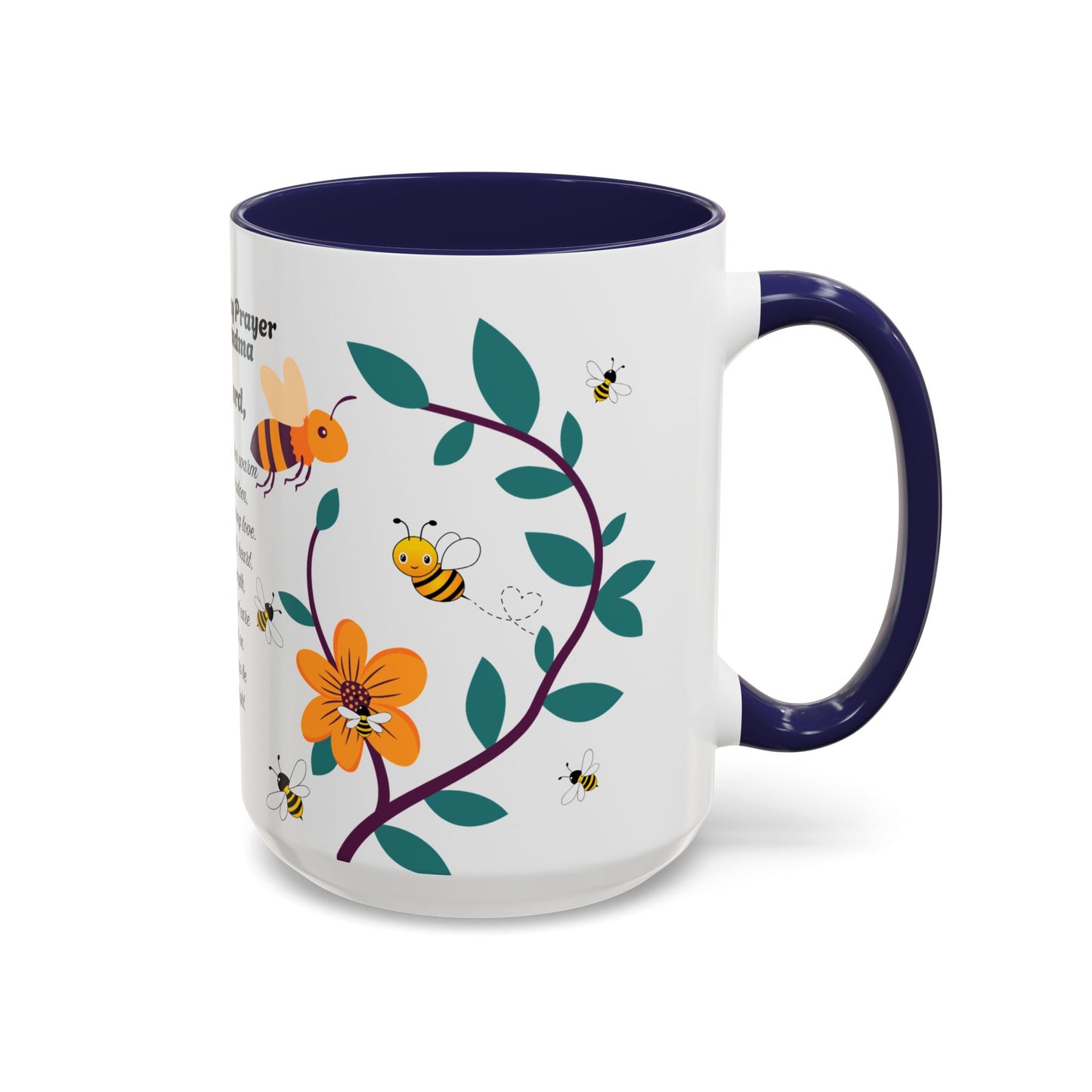 Grandma Prayer Coffee Mug (11, 15oz) Floral Bumble Bees Mother's Day Gift