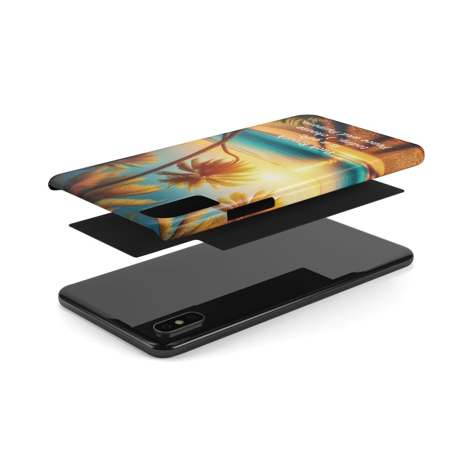 Slim Phone Cases - Tropical Aesthetic Peace and Purpose Quote Cover that reads " Each Breath is a Gift, so today I Choose Life, Peace, Favor & Purpose".