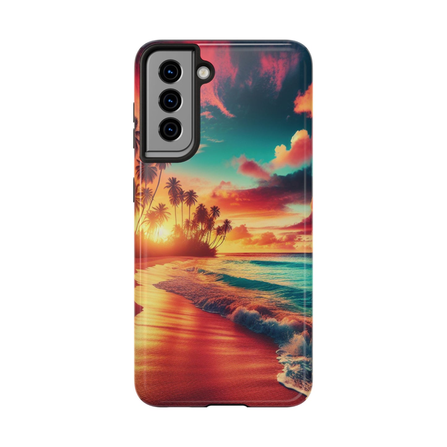 Tropical Sunset Tough Phone Cases for Summer, Beach Vibes, Gift for Travelers, Durable Phone Covers