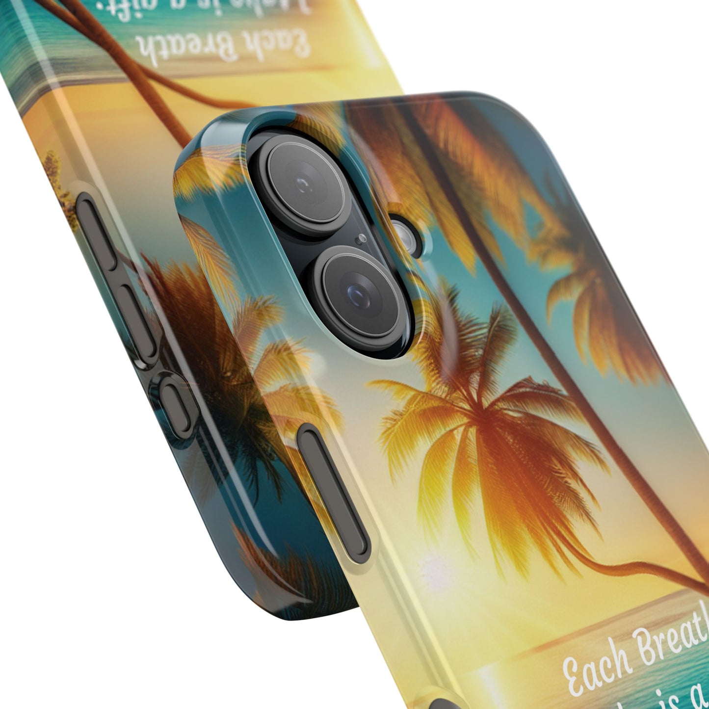 Slim Phone Cases - Tropical Aesthetic Peace and Purpose Quote Cover that reads " Each Breath is a Gift, so today I Choose Life, Peace, Favor & Purpose".