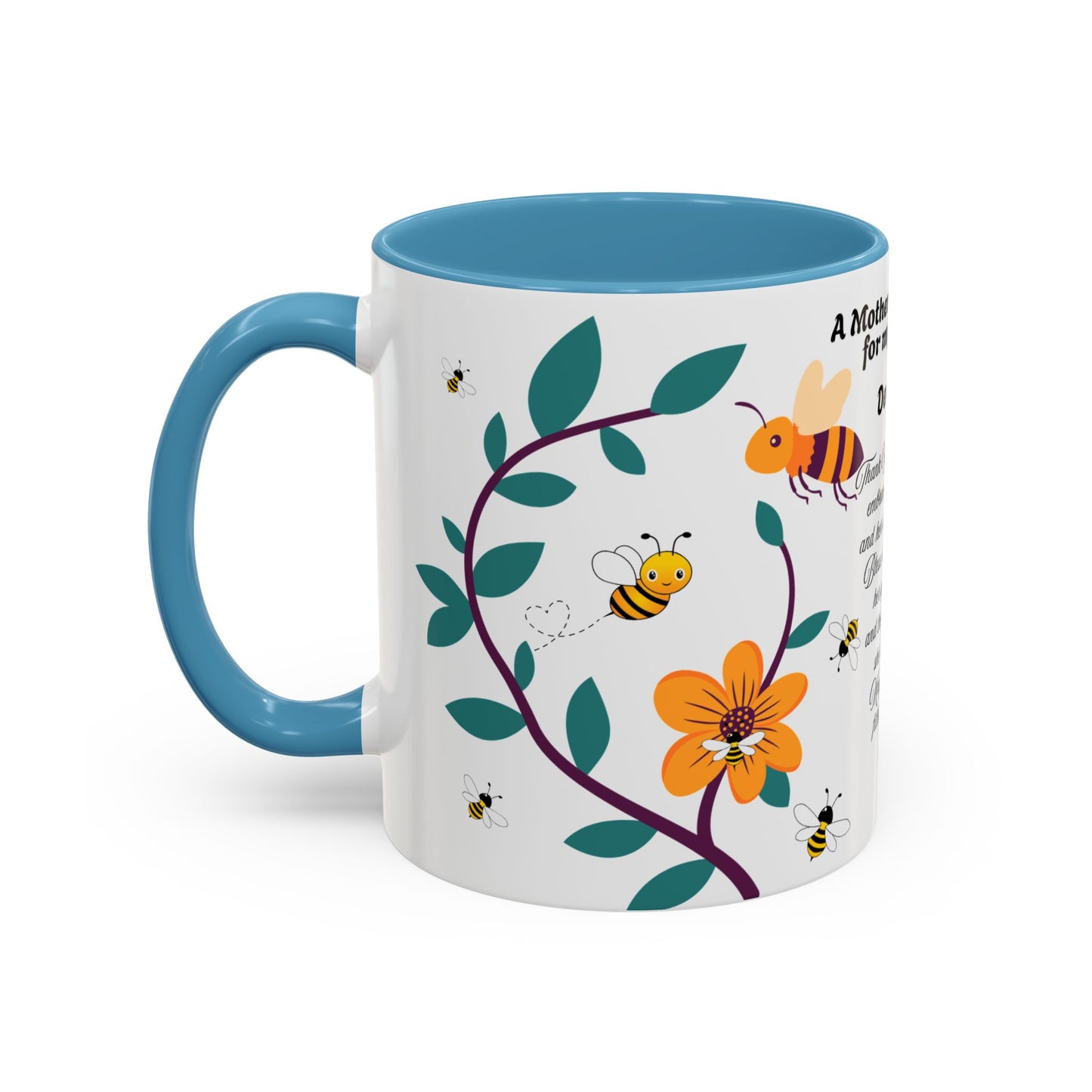 Grandma Prayer Coffee Mug (11, 15oz) Floral Bumble Bees Mother's Day Gift