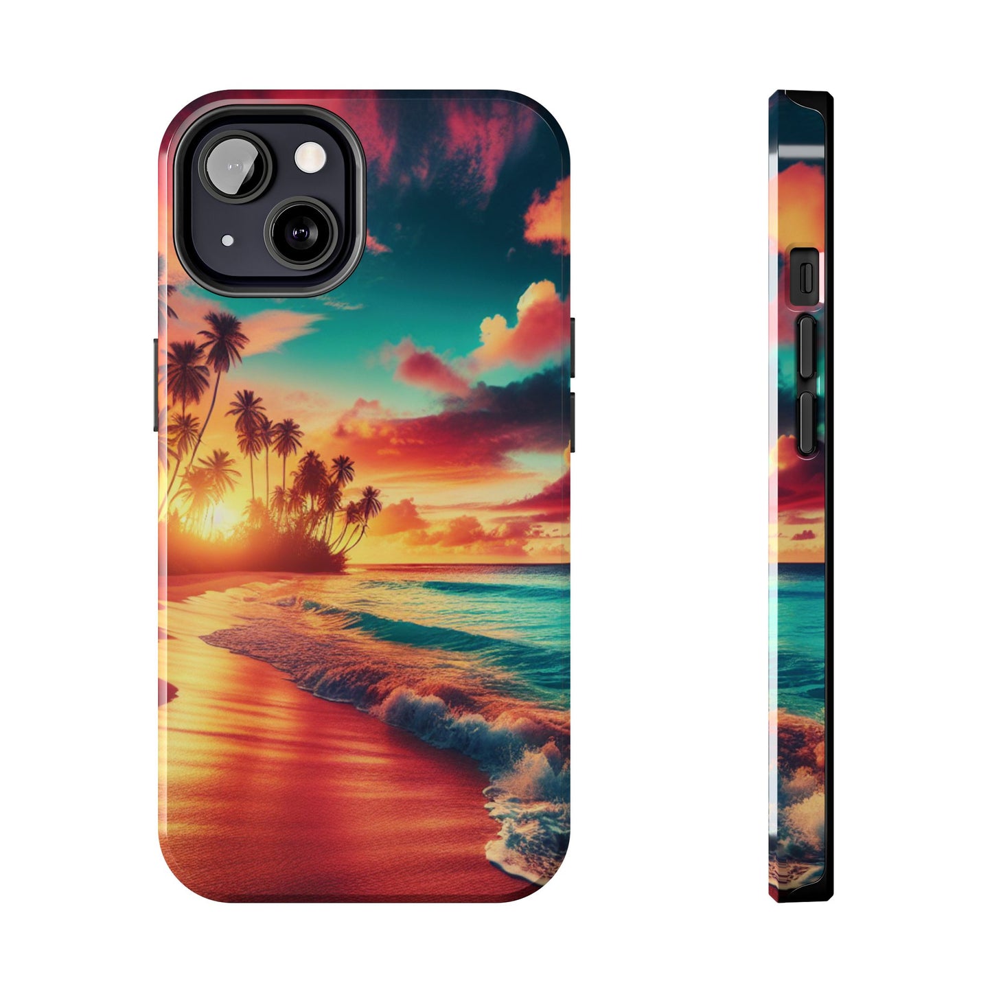 Tropical Sunset Tough Phone Cases for Summer, Beach Vibes, Gift for Travelers, Durable Phone Covers