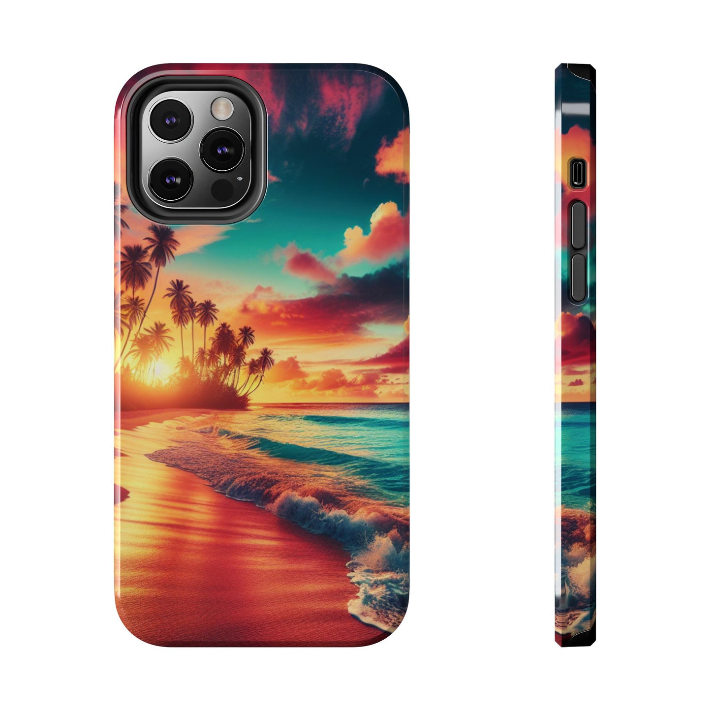 Tropical Sunset Tough Phone Cases for Summer, Beach Vibes, Gift for Travelers, Durable Phone Covers