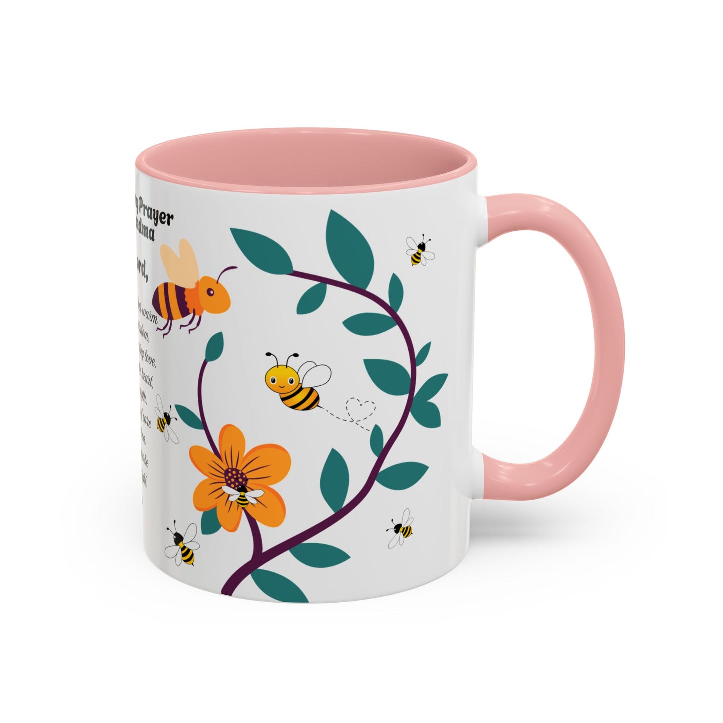 Grandma Prayer Coffee Mug (11, 15oz) Floral Bumble Bees Mother's Day Gift
