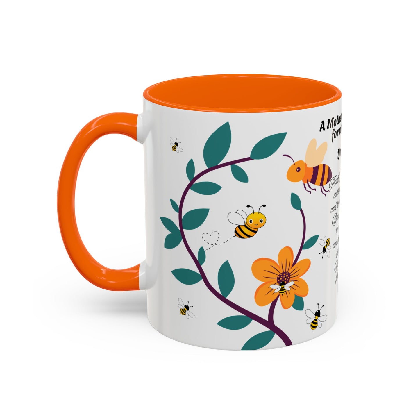 Grandma Prayer Coffee Mug (11, 15oz) Floral Bumble Bees Mother's Day Gift