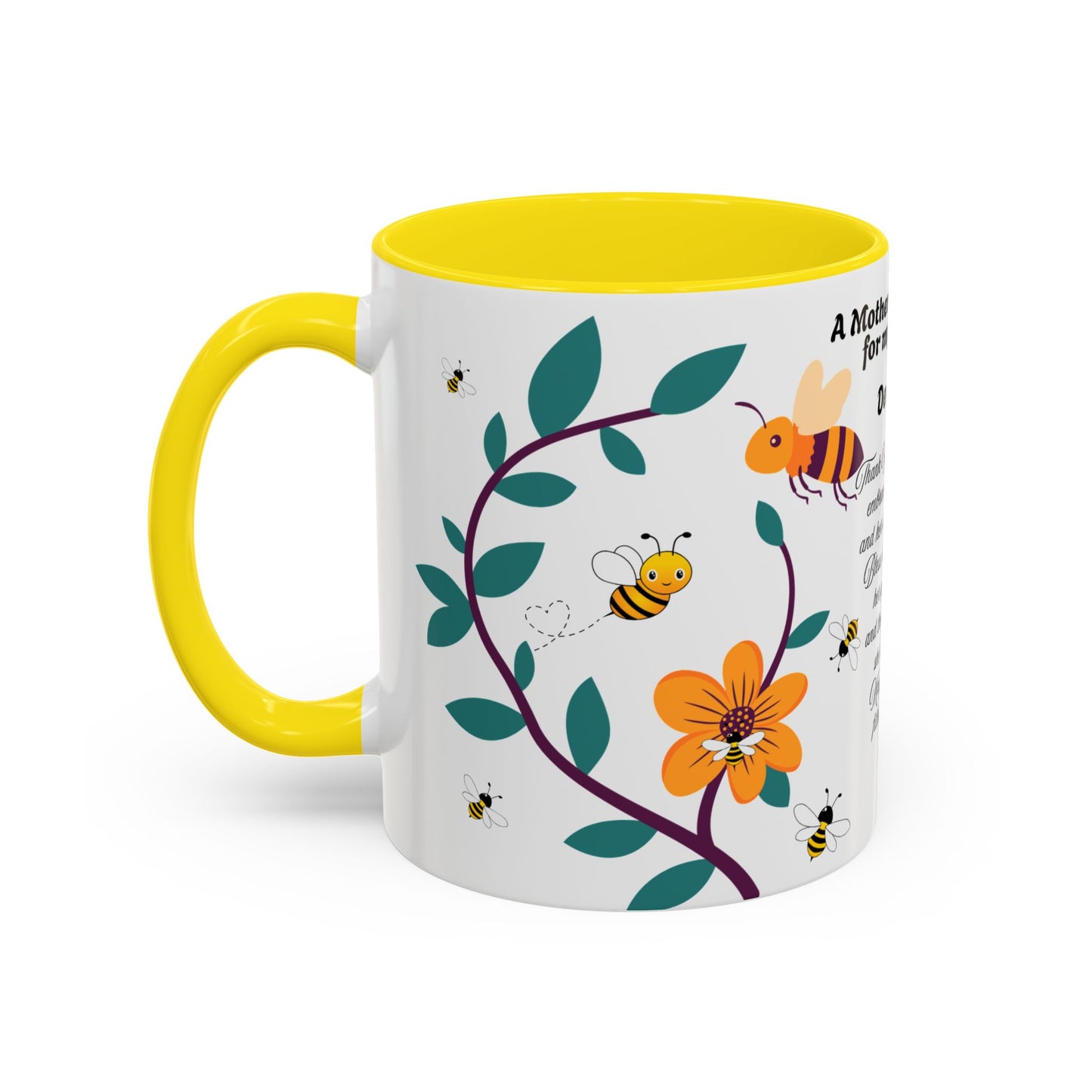 Grandma Prayer Coffee Mug (11, 15oz) Floral Bumble Bees Mother's Day Gift