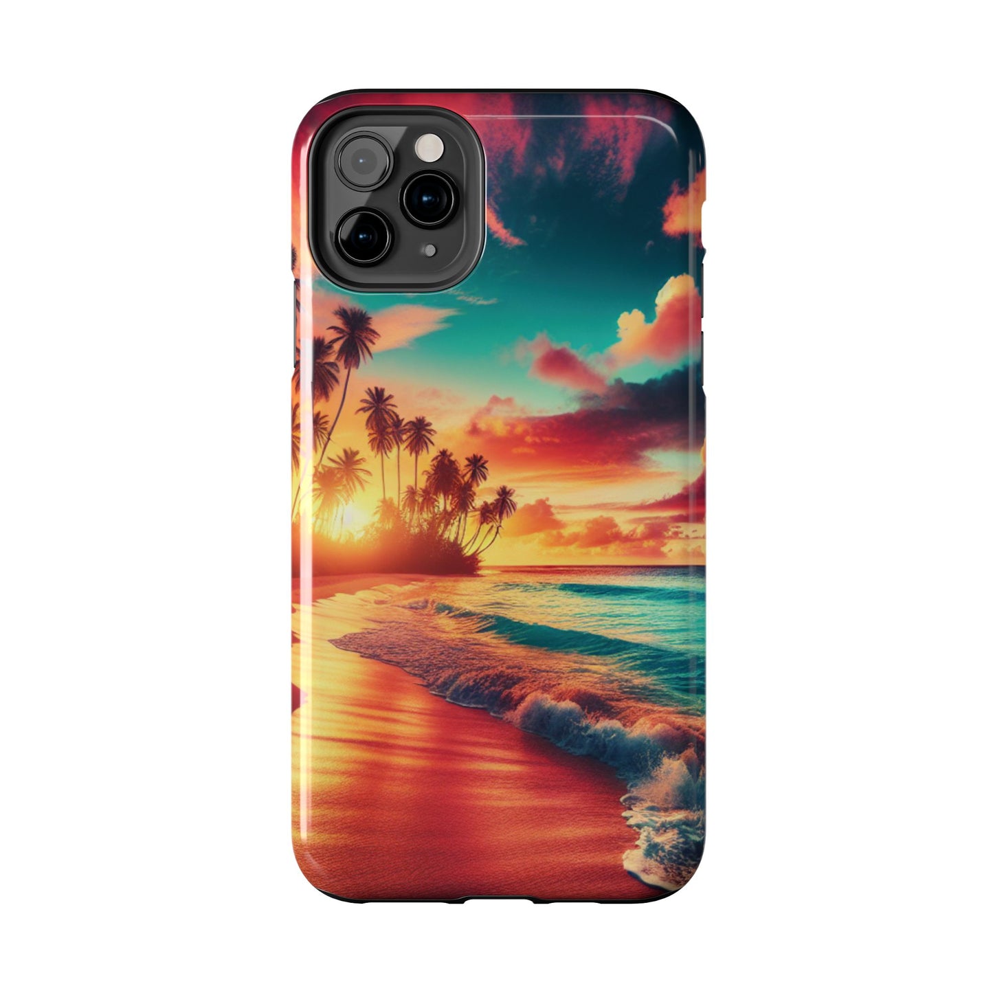 Tropical Sunset Tough Phone Cases for Summer, Beach Vibes, Gift for Travelers, Durable Phone Covers