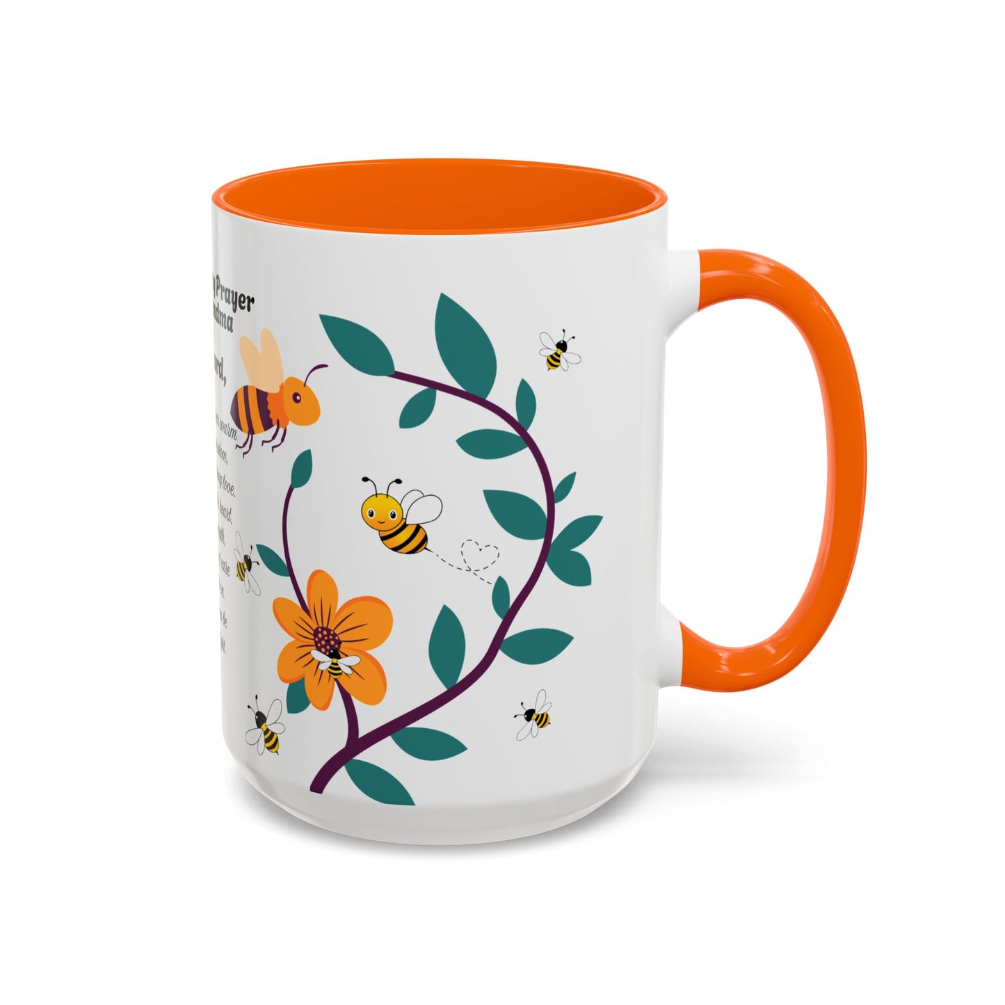 Grandma Prayer Coffee Mug (11, 15oz) Floral Bumble Bees Mother's Day Gift
