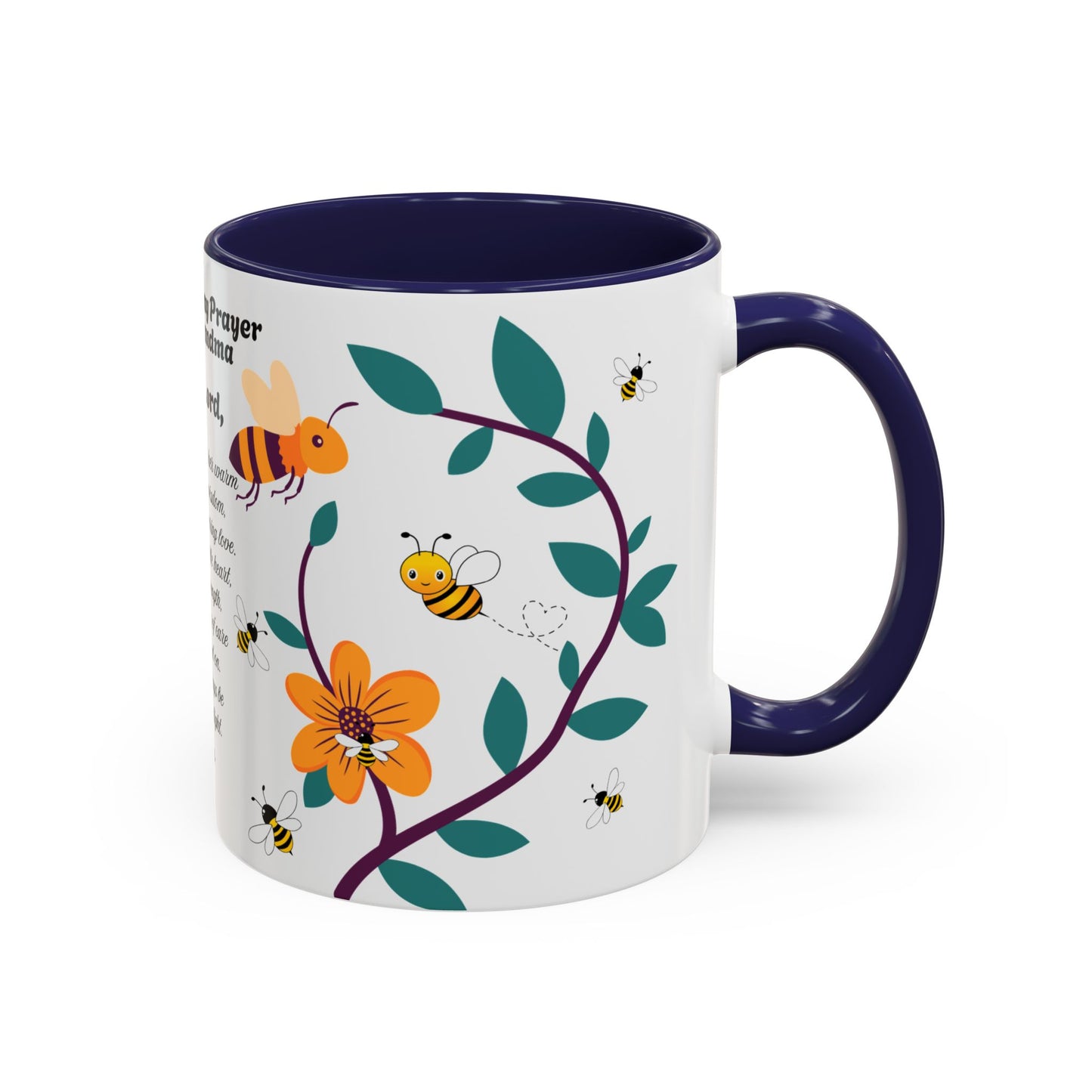 Grandma Prayer Coffee Mug (11, 15oz) Floral Bumble Bees Mother's Day Gift