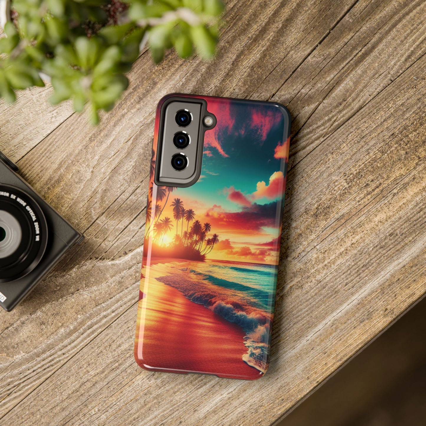Tropical Sunset Tough Phone Cases for Summer, Beach Vibes, Gift for Travelers, Durable Phone Covers