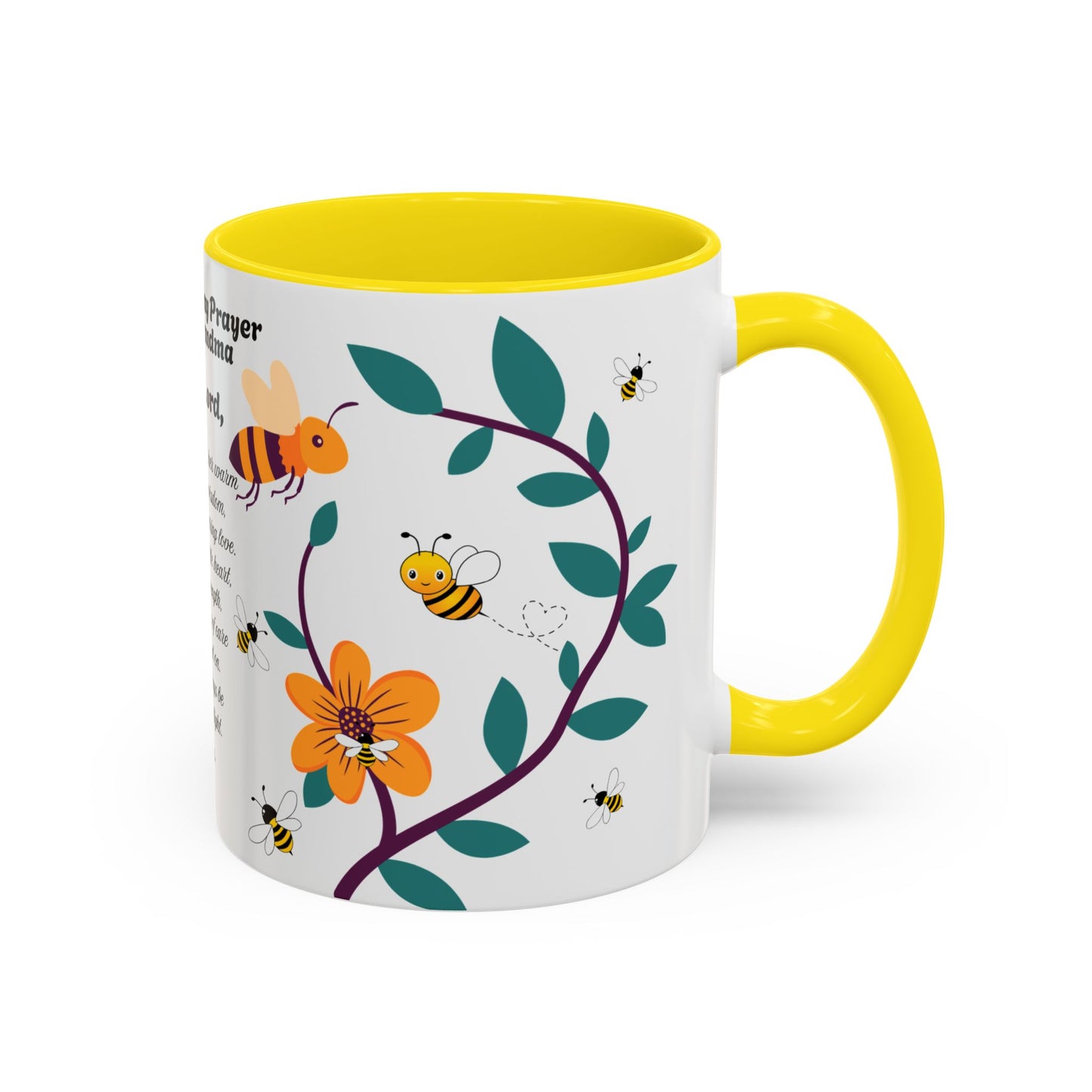 Grandma Prayer Coffee Mug (11, 15oz) Floral Bumble Bees Mother's Day Gift