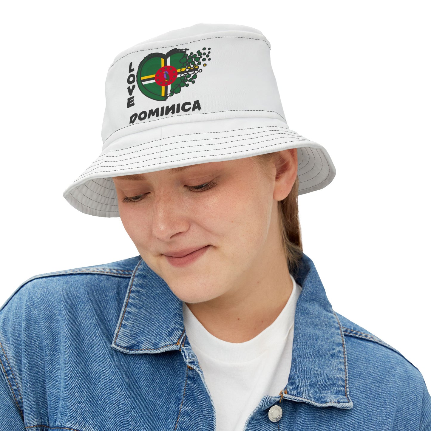 I Love Dominica Flag Bucket Hat