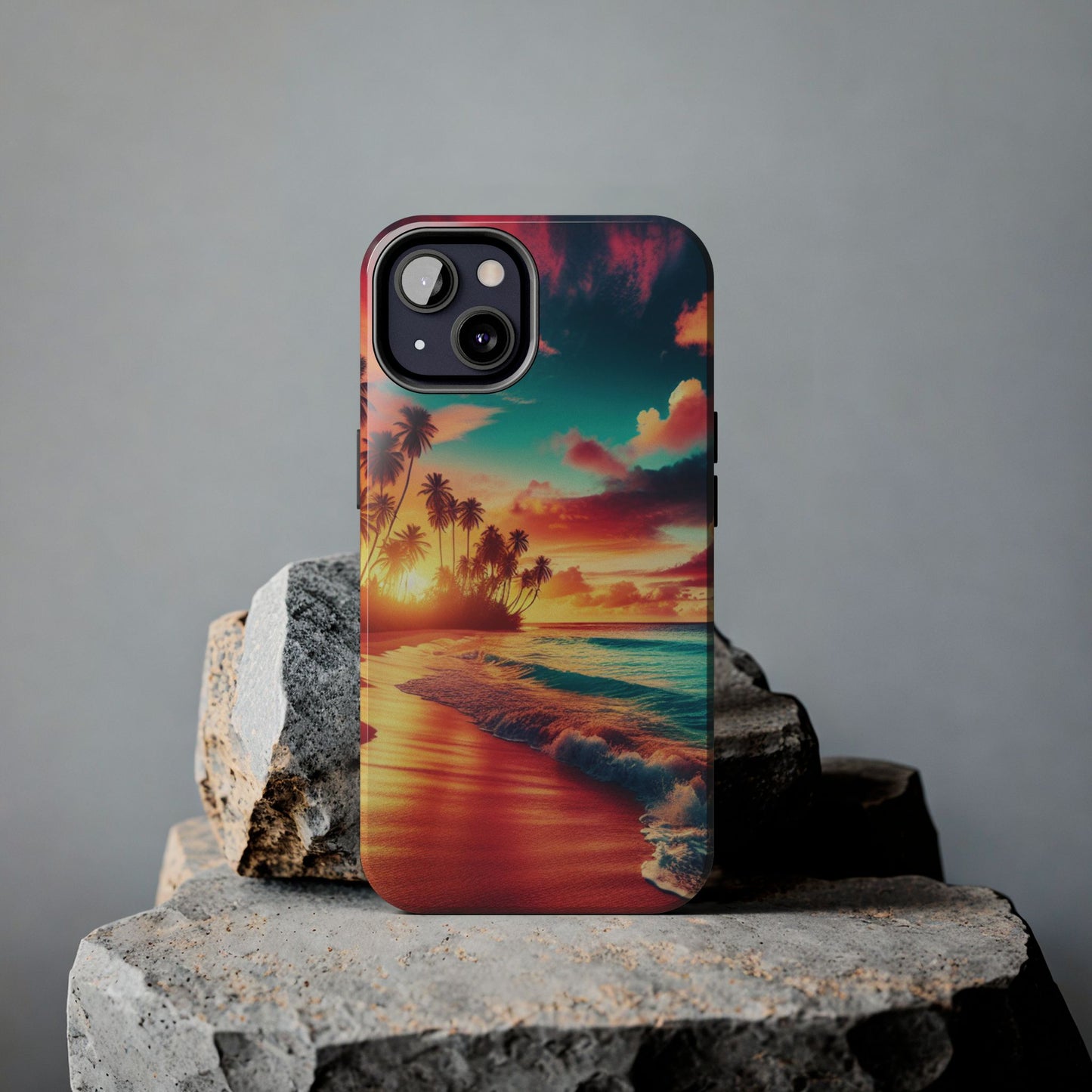 Tropical Sunset Tough Phone Cases for Summer, Beach Vibes, Gift for Travelers, Durable Phone Covers