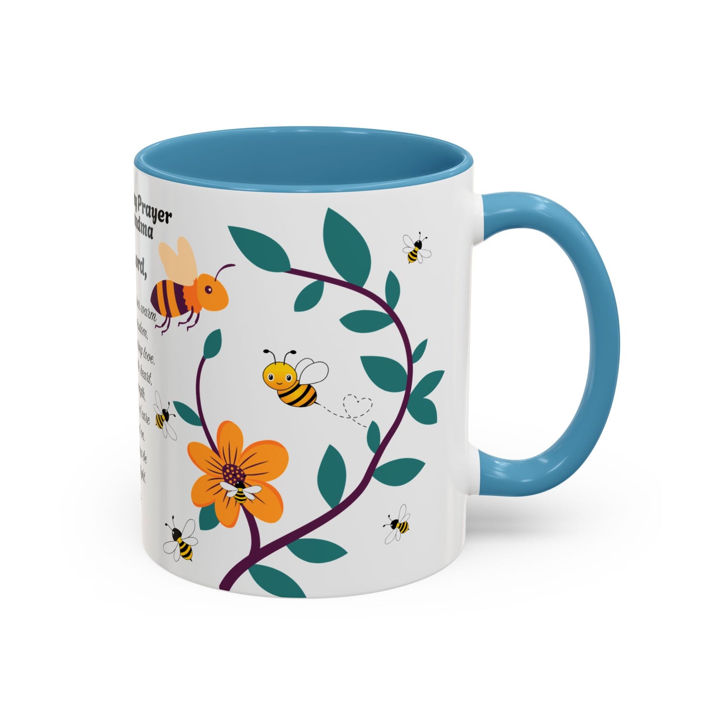 Grandma Prayer Coffee Mug (11, 15oz) Floral Bumble Bees Mother's Day Gift