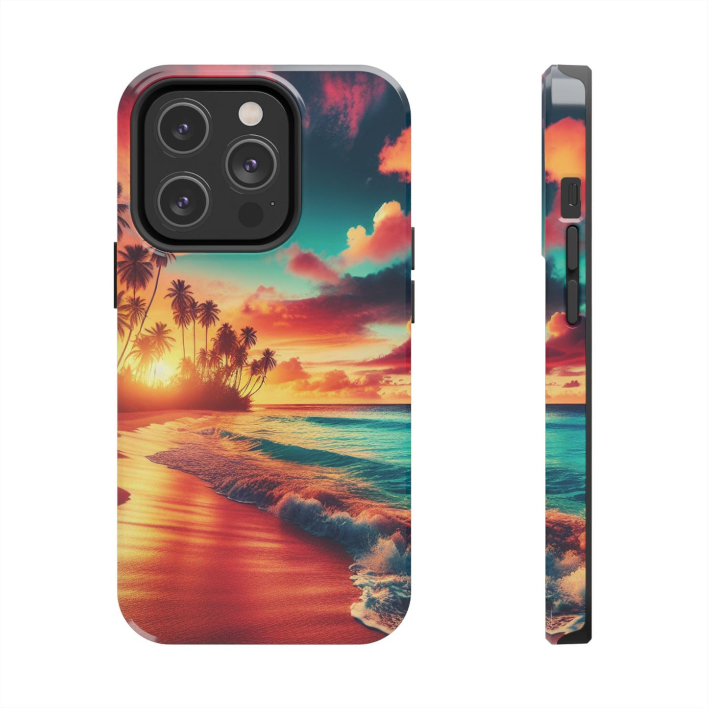 Tropical Sunset Tough Phone Cases for Summer, Beach Vibes, Gift for Travelers, Durable Phone Covers