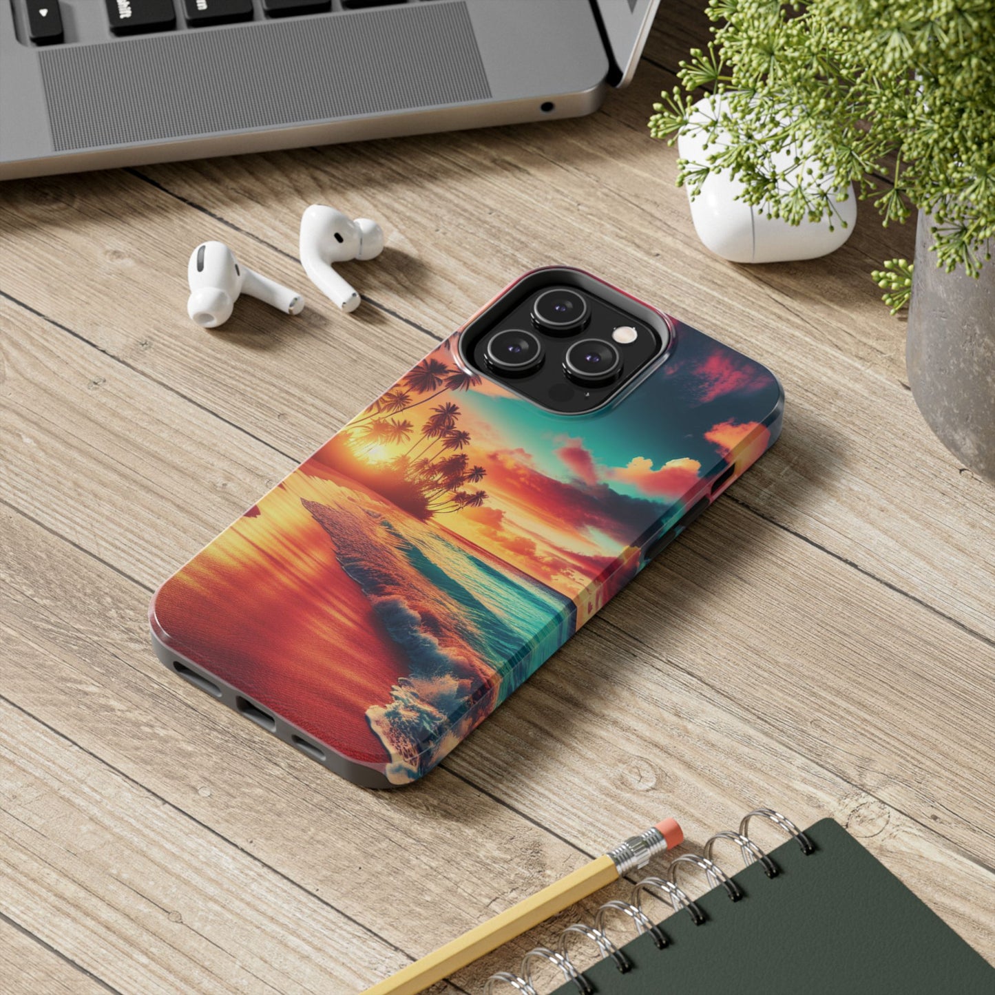 Tropical Sunset Tough Phone Cases for Summer, Beach Vibes, Gift for Travelers, Durable Phone Covers