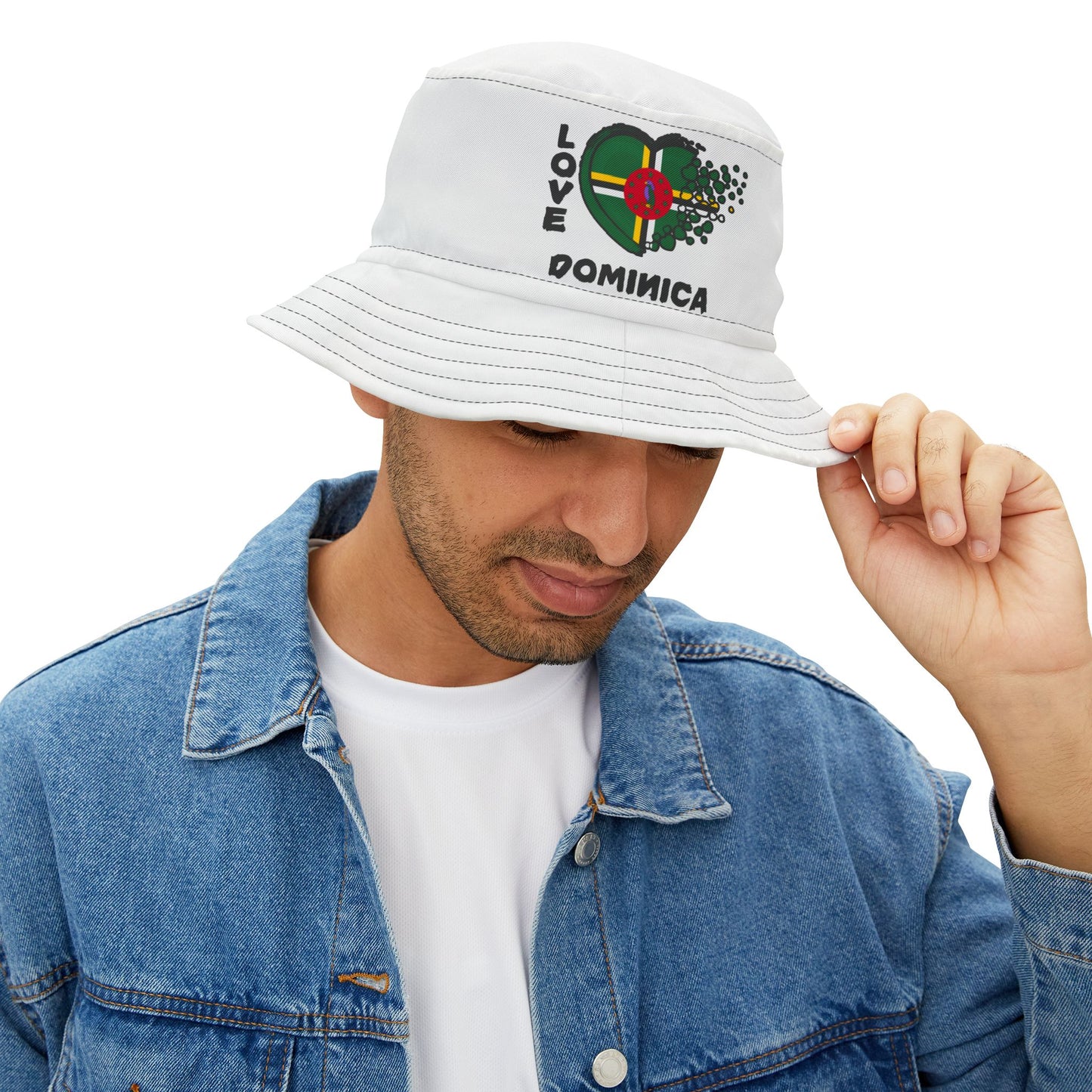 I Love Dominica Flag Bucket Hat
