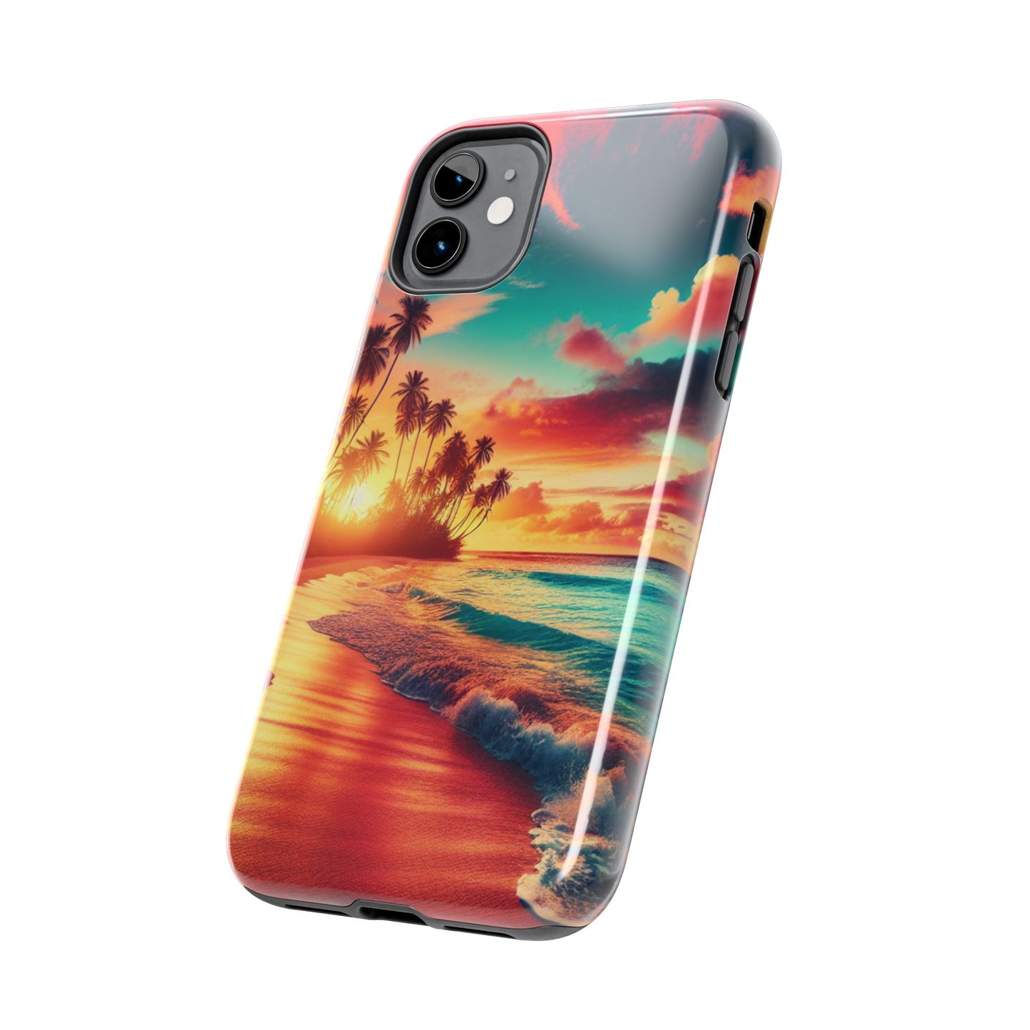 Tropical Sunset Tough Phone Cases for Summer, Beach Vibes, Gift for Travelers, Durable Phone Covers