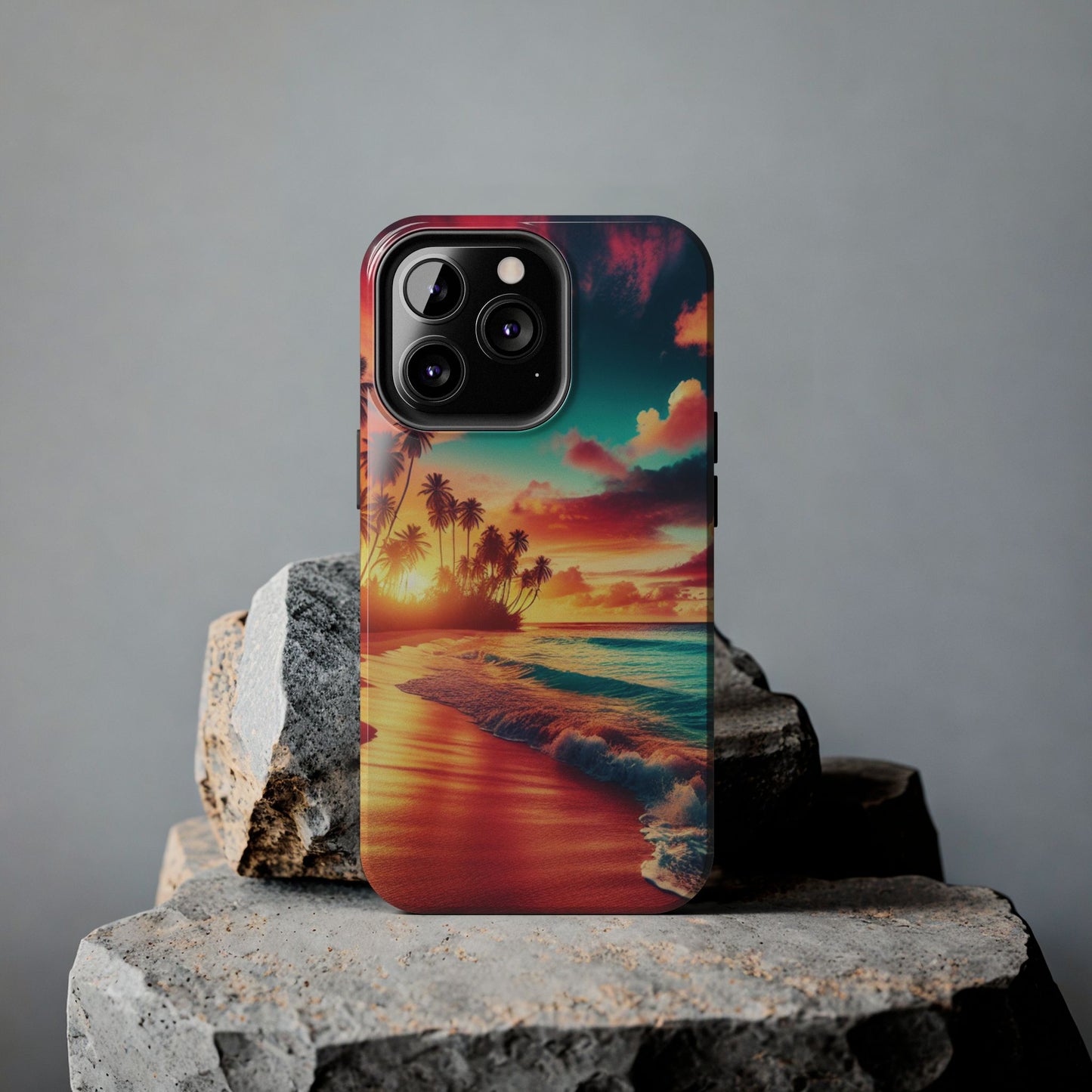 Tropical Sunset Tough Phone Cases for Summer, Beach Vibes, Gift for Travelers, Durable Phone Covers