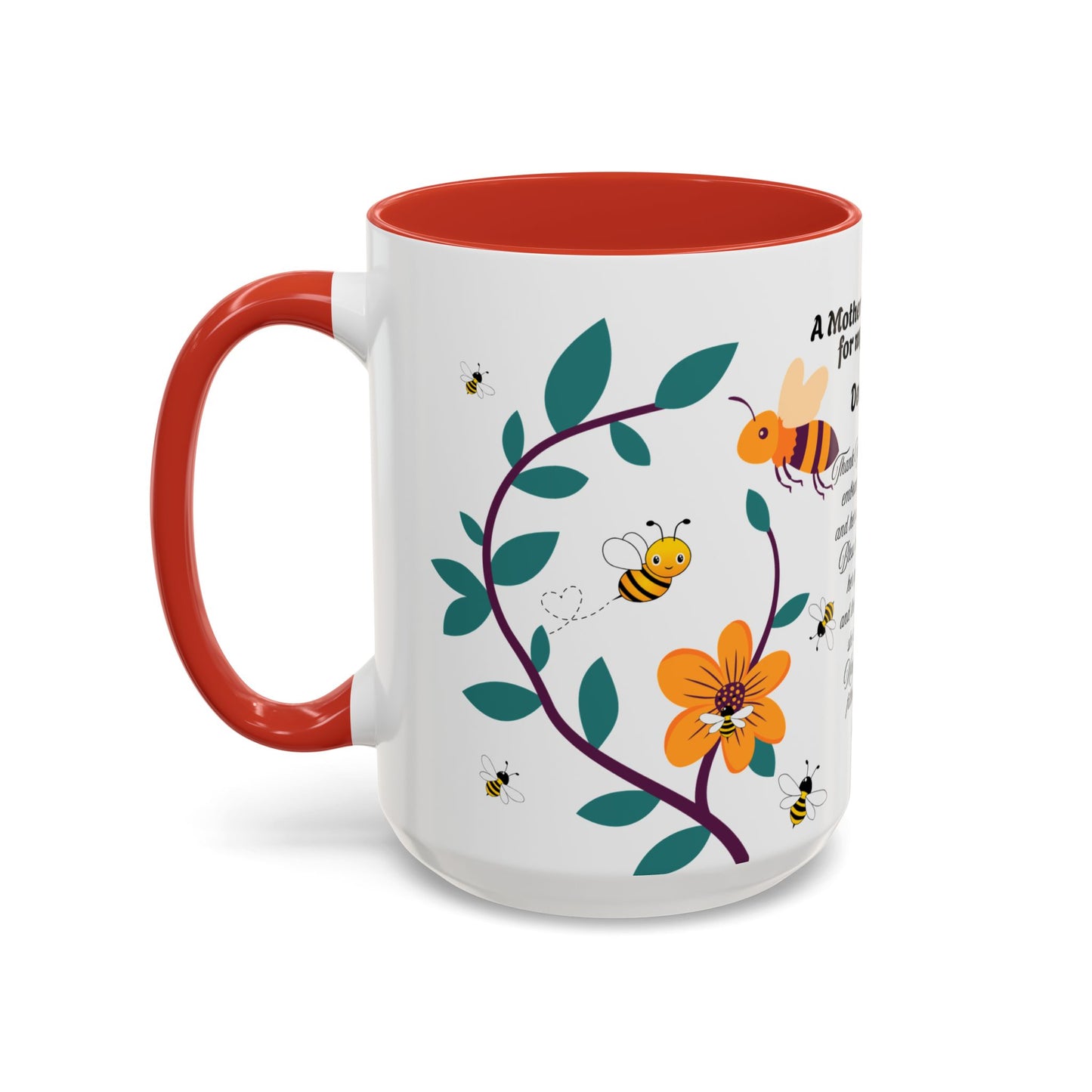 Grandma Prayer Coffee Mug (11, 15oz) Floral Bumble Bees Mother's Day Gift
