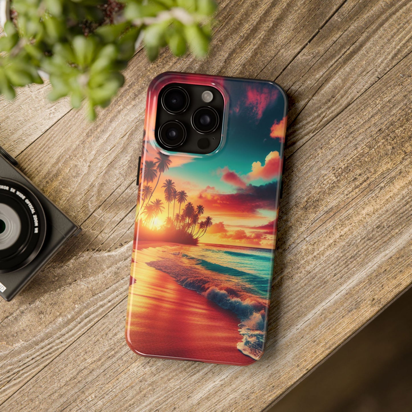Tropical Sunset Tough Phone Cases for Summer, Beach Vibes, Gift for Travelers, Durable Phone Covers
