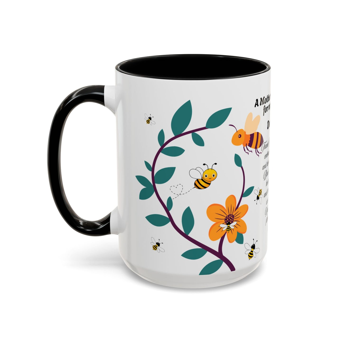 Grandma Prayer Coffee Mug (11, 15oz) Floral Bumble Bees Mother's Day Gift