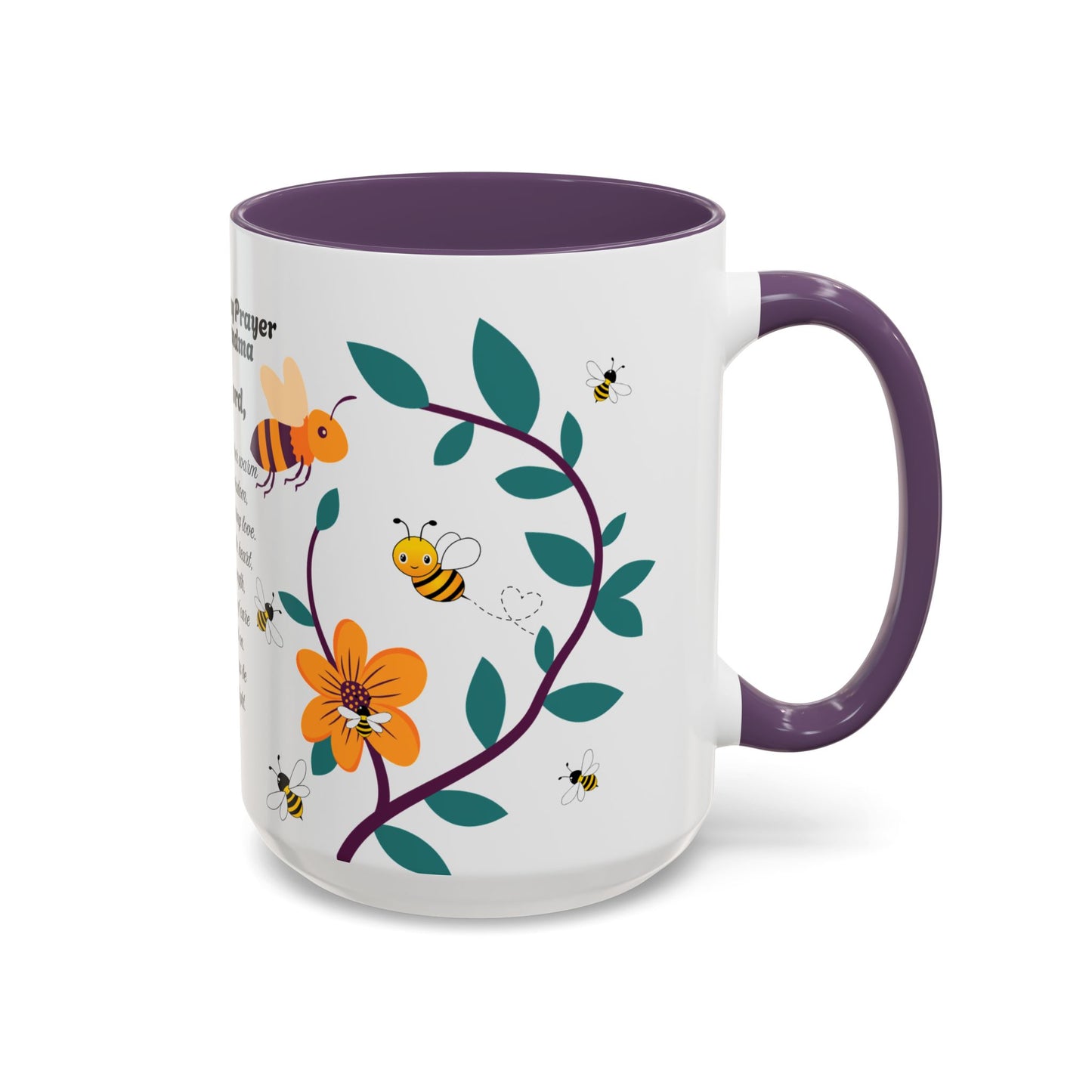 Grandma Prayer Coffee Mug (11, 15oz) Floral Bumble Bees Mother's Day Gift