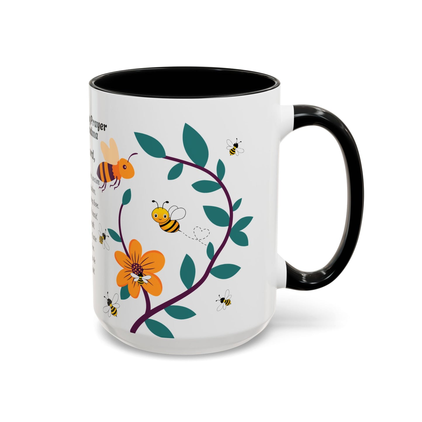 Grandma Prayer Coffee Mug (11, 15oz) Floral Bumble Bees Mother's Day Gift