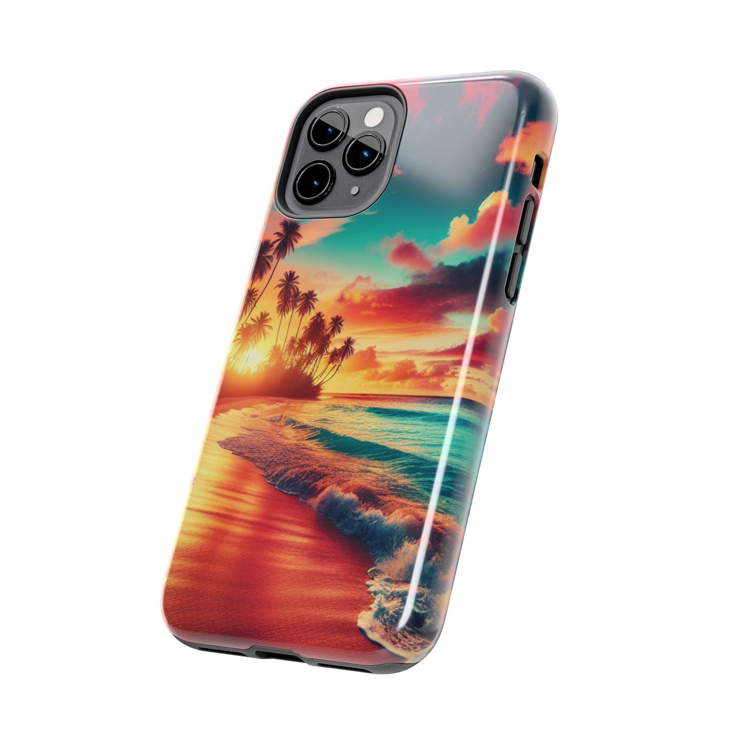 Tropical Sunset Tough Phone Cases for Summer, Beach Vibes, Gift for Travelers, Durable Phone Covers