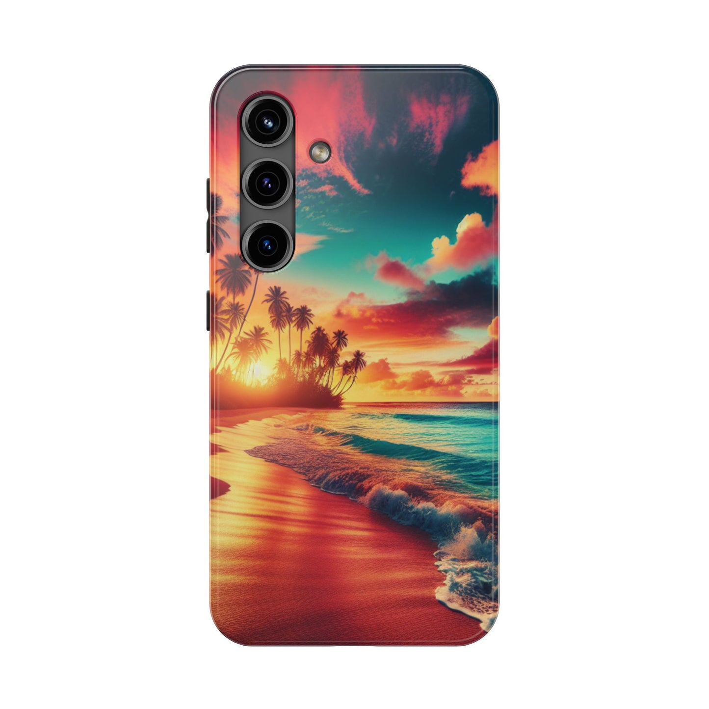 Tropical Sunset Tough Phone Cases for Summer, Beach Vibes, Gift for Travelers, Durable Phone Covers