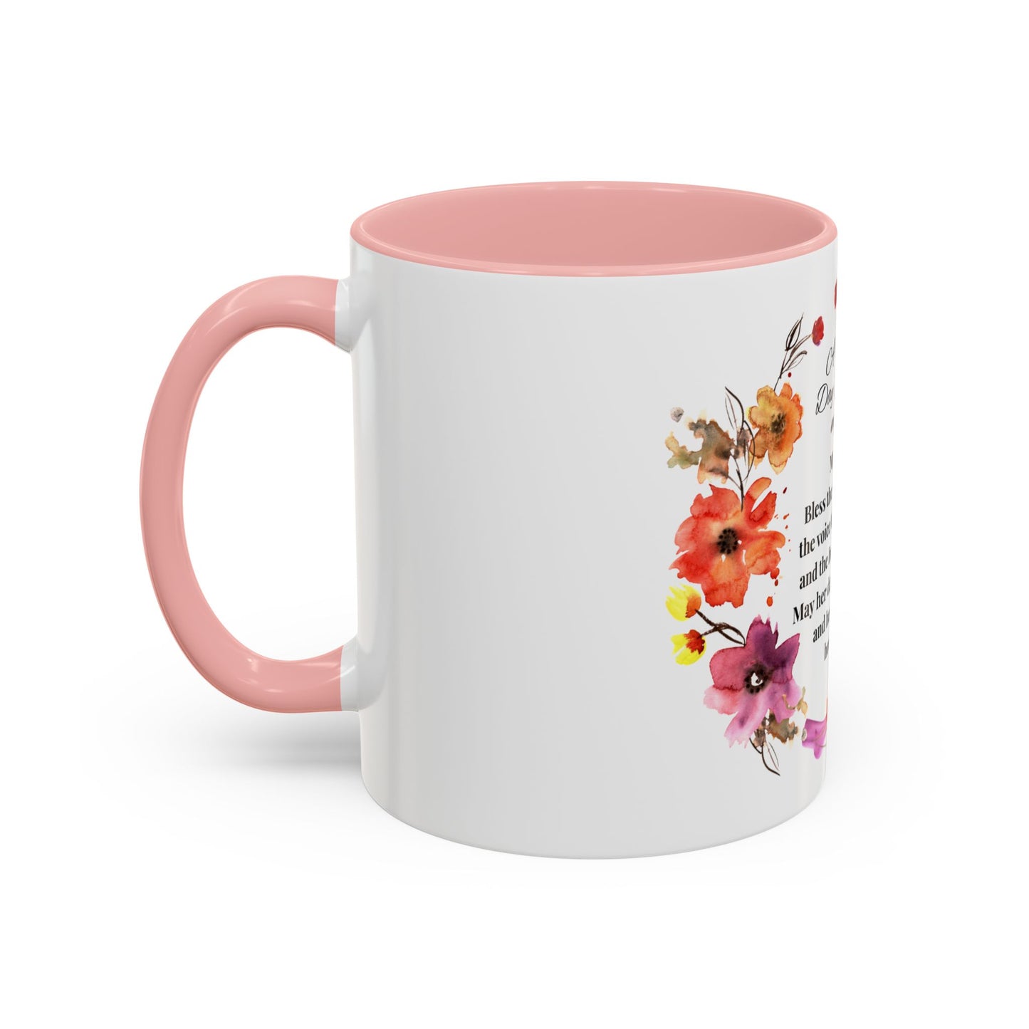Mom - Prayer Mug for Mom, Floral Accent Coffee Cup, Gift for Mother's Day, Inspirational Drinkware, 11oz and 15oz