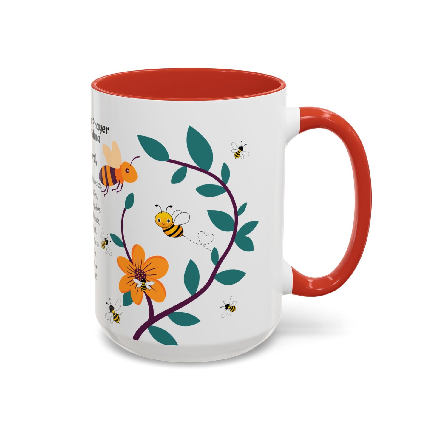 Grandma Prayer Coffee Mug (11, 15oz) Floral Bumble Bees Mother's Day Gift