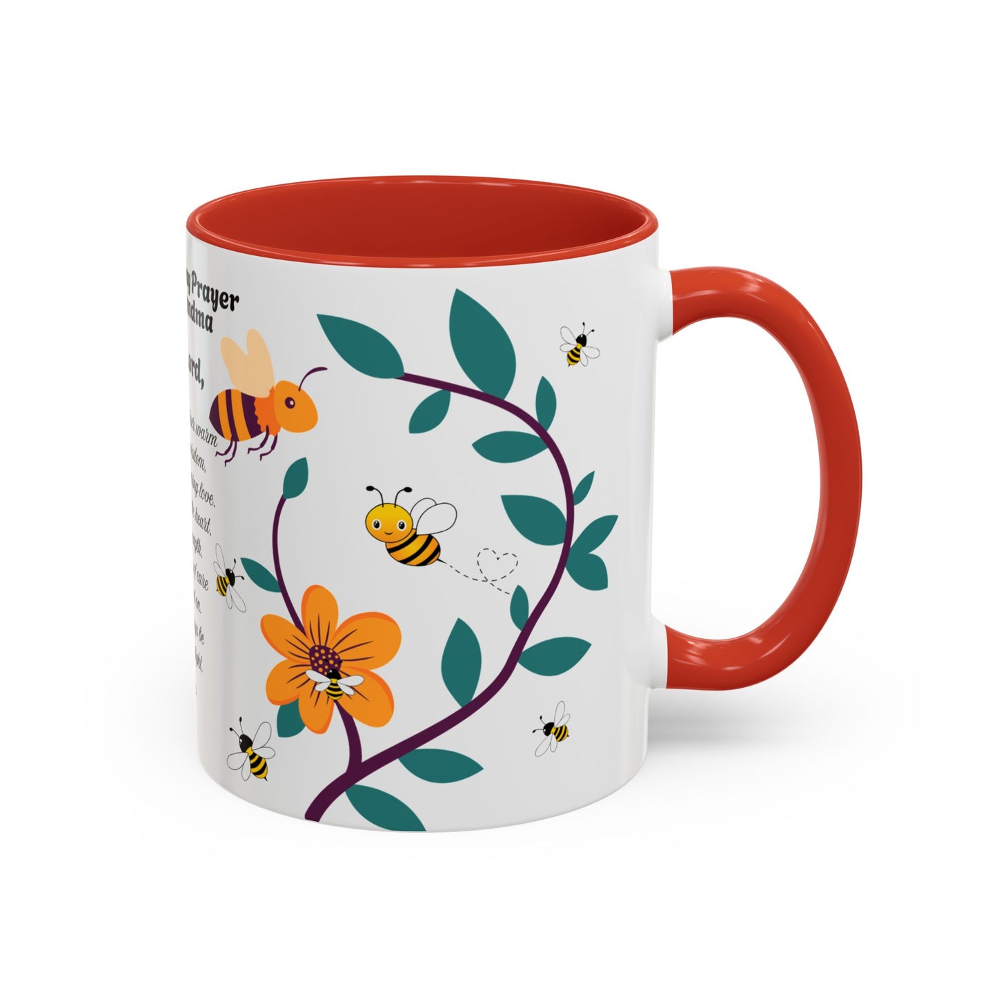 Grandma Prayer Coffee Mug (11, 15oz) Floral Bumble Bees Mother's Day Gift