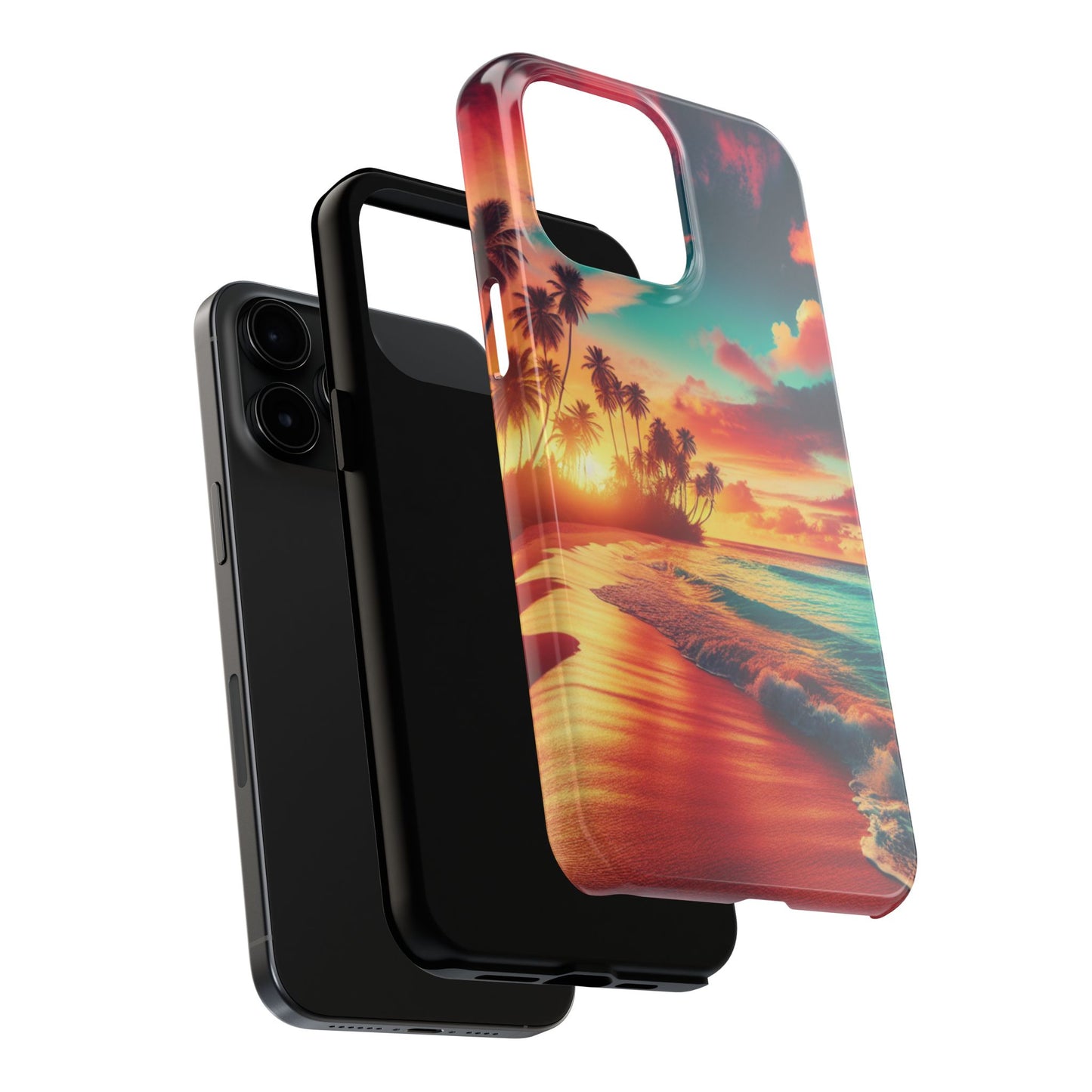 Tropical Sunset Tough Phone Cases for Summer, Beach Vibes, Gift for Travelers, Durable Phone Covers