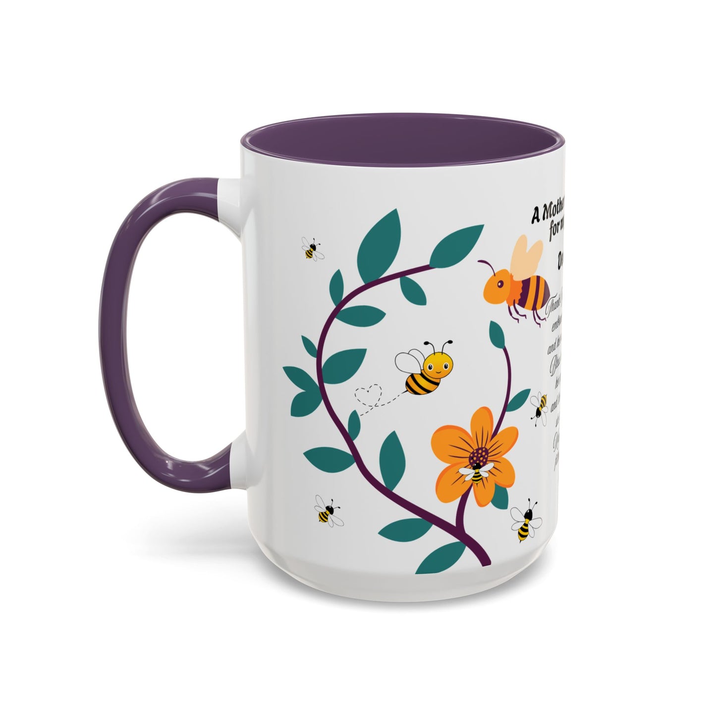 Grandma Prayer Coffee Mug (11, 15oz) Floral Bumble Bees Mother's Day Gift
