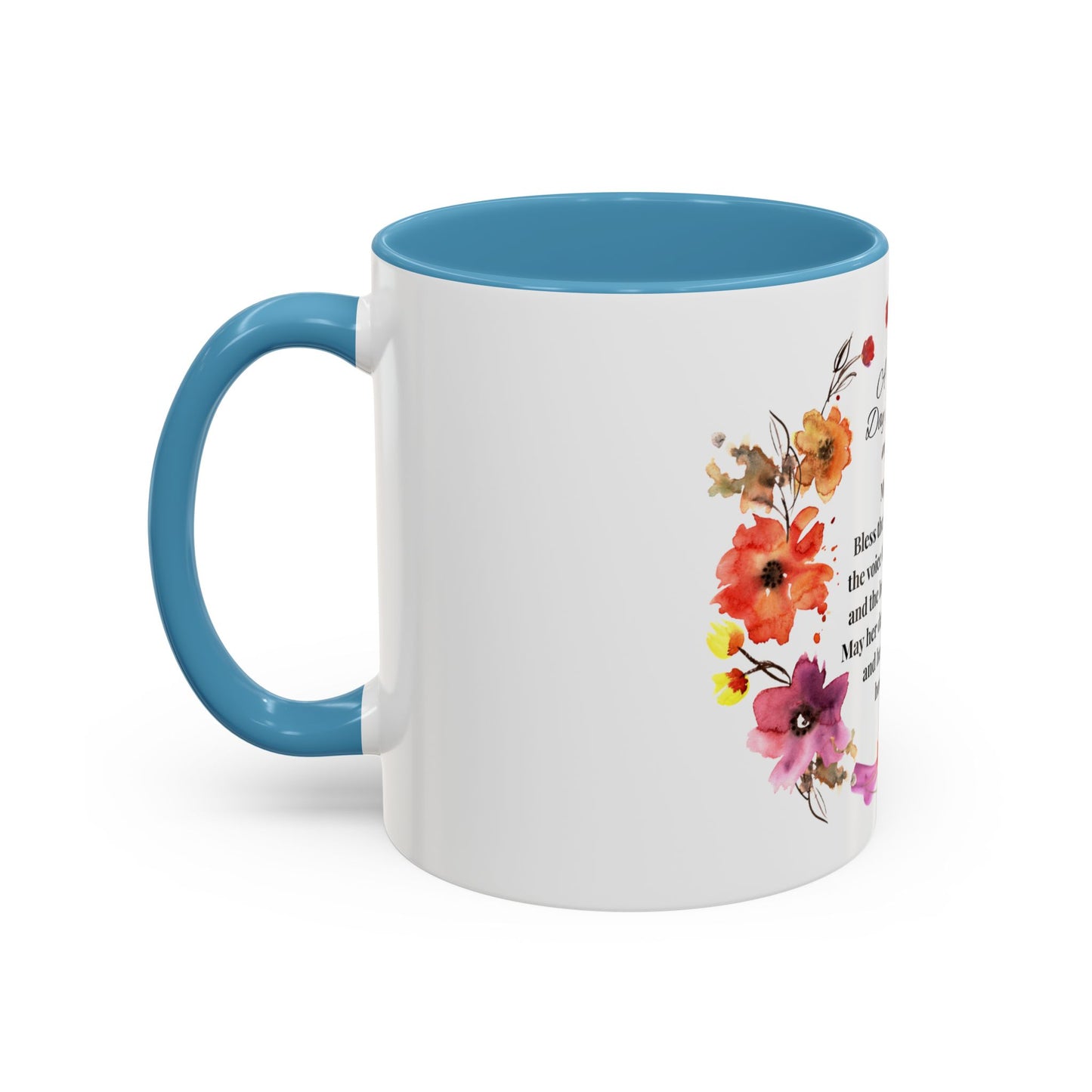 Mom - Prayer Mug for Mom, Floral Accent Coffee Cup, Gift for Mother's Day, Inspirational Drinkware, 11oz and 15oz