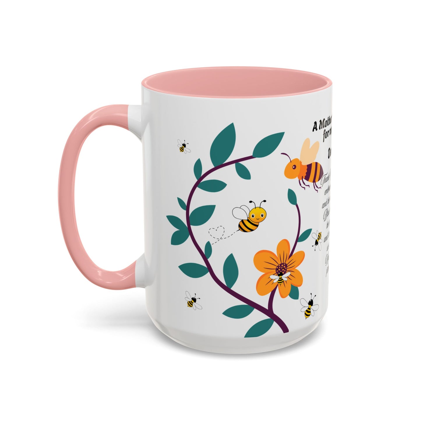 Grandma Prayer Coffee Mug (11, 15oz) Floral Bumble Bees Mother's Day Gift