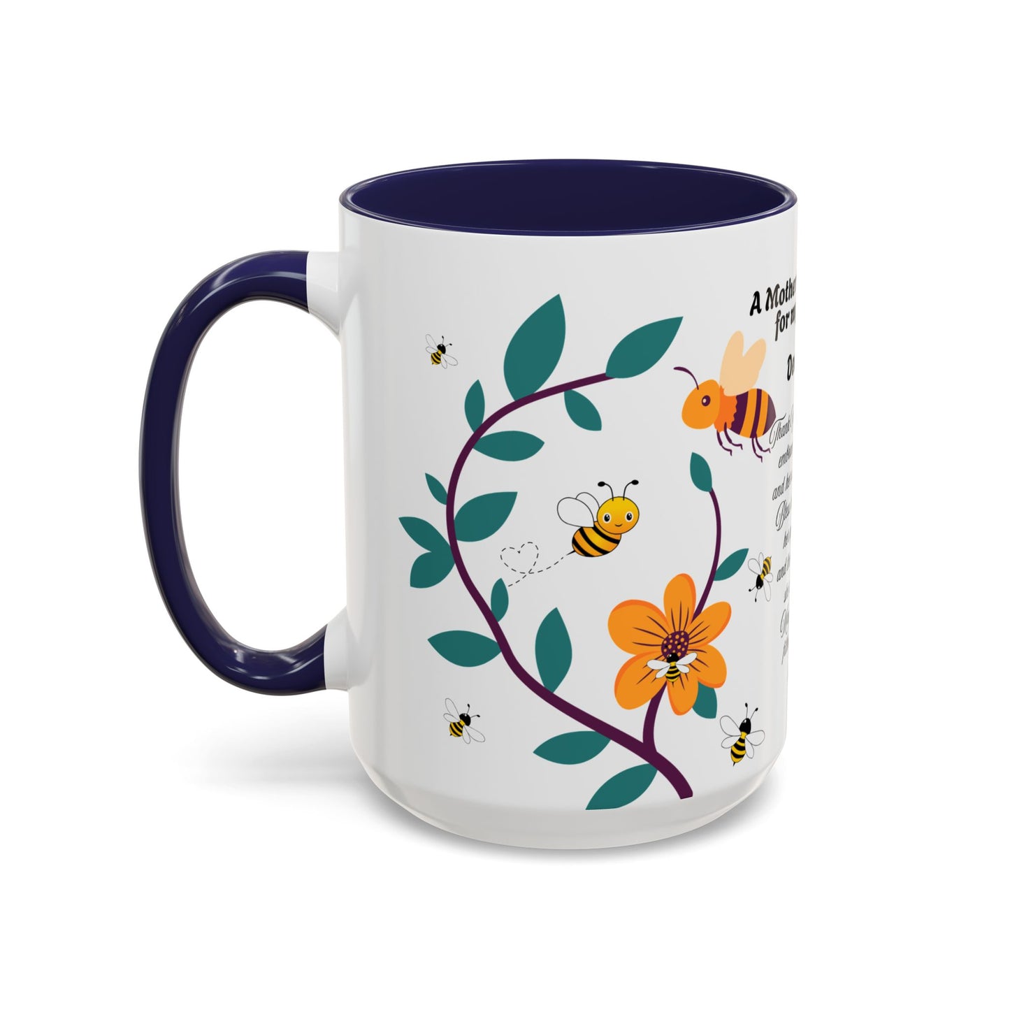 Grandma Prayer Coffee Mug (11, 15oz) Floral Bumble Bees Mother's Day Gift