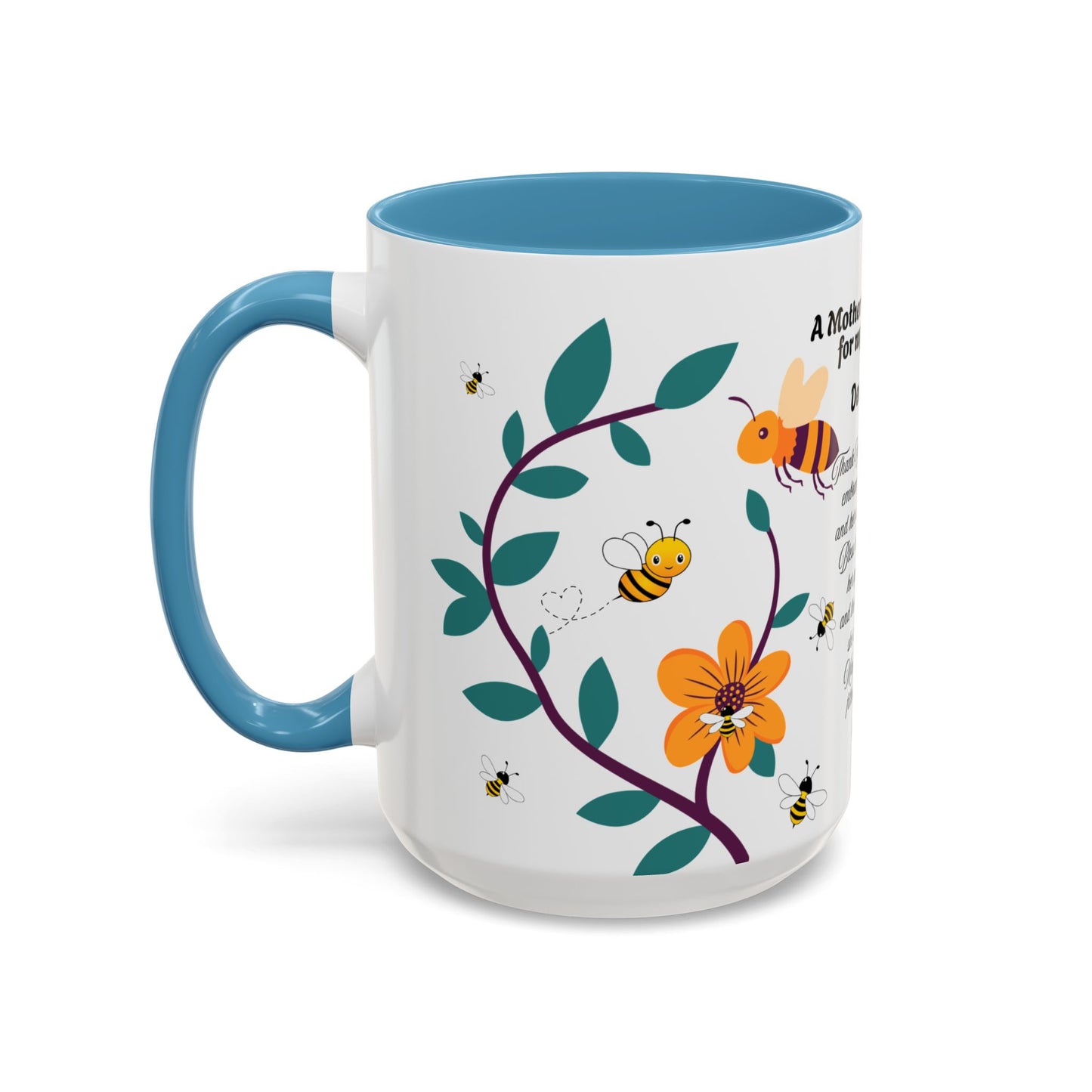 Grandma Prayer Coffee Mug (11, 15oz) Floral Bumble Bees Mother's Day Gift