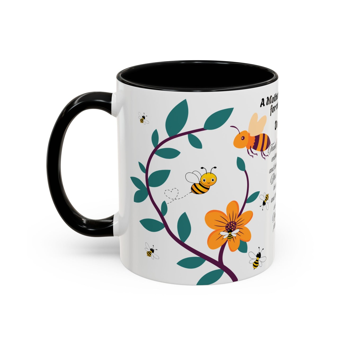 Grandma Prayer Coffee Mug (11, 15oz) Floral Bumble Bees Mother's Day Gift